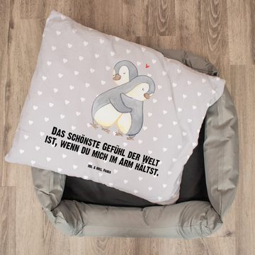 Mr. & Mrs. Panda Tierbett Pinguine Kuscheln - Grau Pastell - Geschenk, Verlobung, Hundeliege, L, Ultrabequem & einzigartig