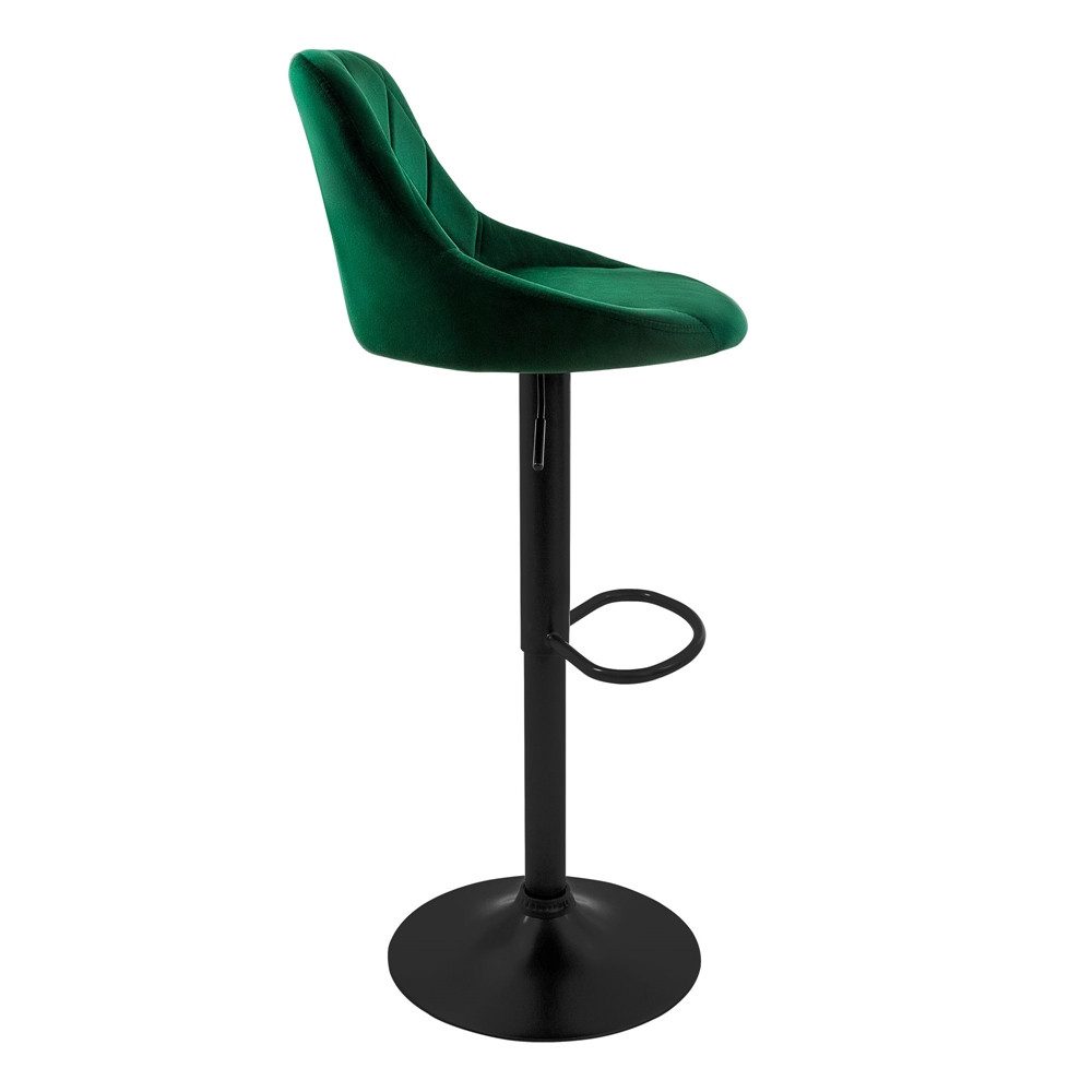 ML-DESIGN Barhocker Gepolsterter Barstuhl mit Rückenlehne und Fußstütze, 360° drehbar (2 St), Drehstuhl höhenverstellbar 62-82 cm 2er Set Grün Bezug aus Samt