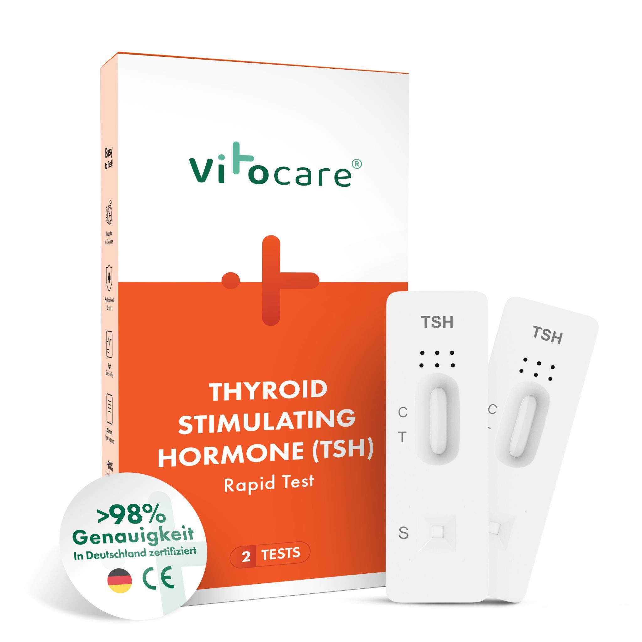 Vitocare Blutzucker-Teststreifen Vitocare TSH-Test 2x – Schilddrüsen-Vorsorge Selbsttest für Zuhause