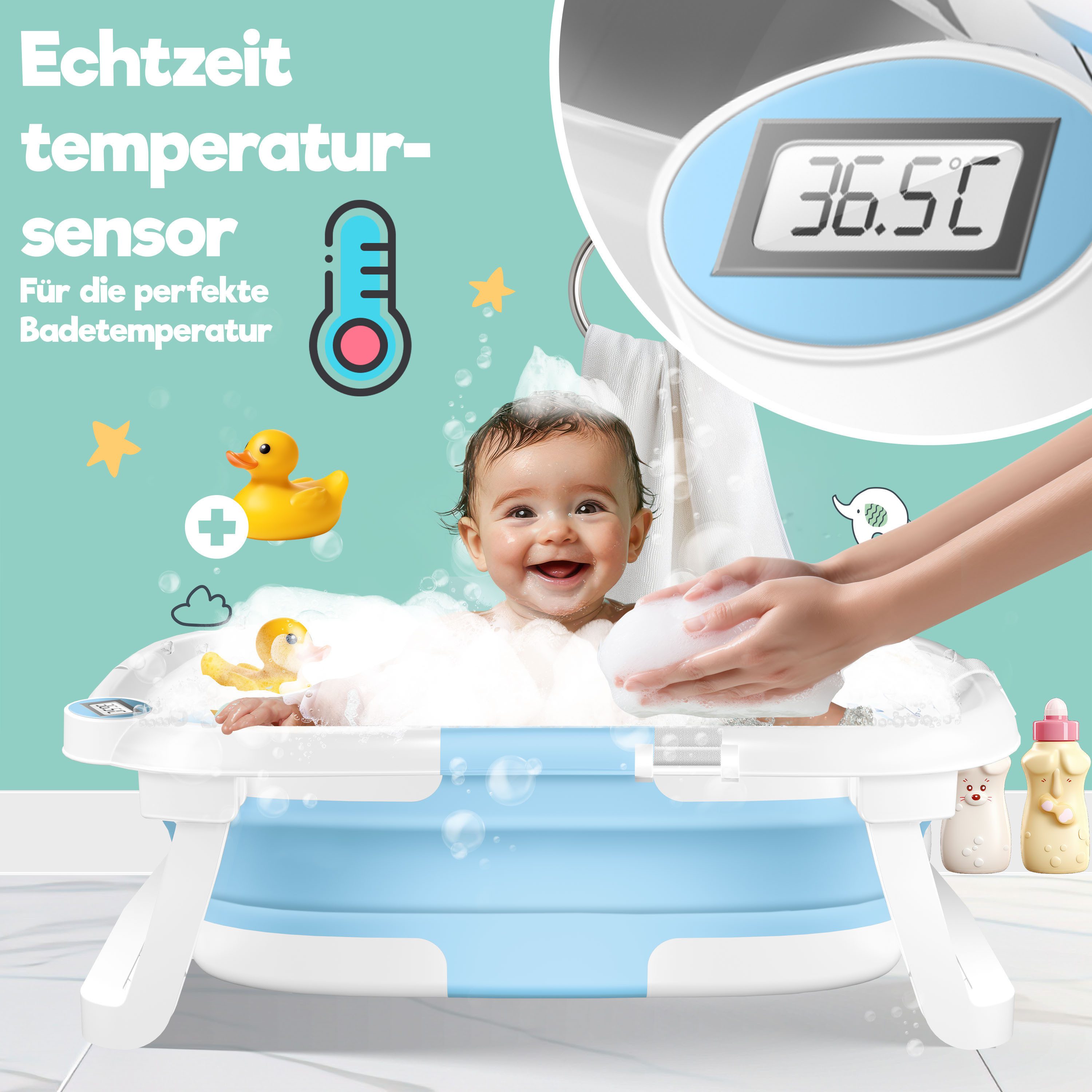 KIDIZ Babybadewanne, Baby Badewanne für Neugeborene Kleinkinder 0-12 Monate Babywanne