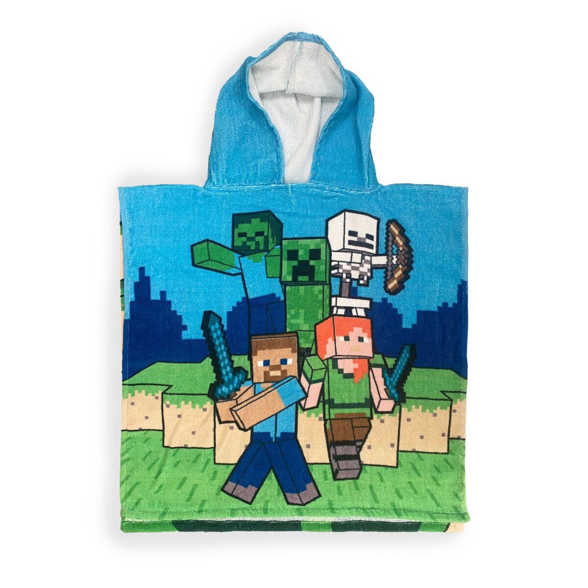 Minecraft Poncho Minecraft Badeponcho saugfähiger Hoodie 100% Baumwolle