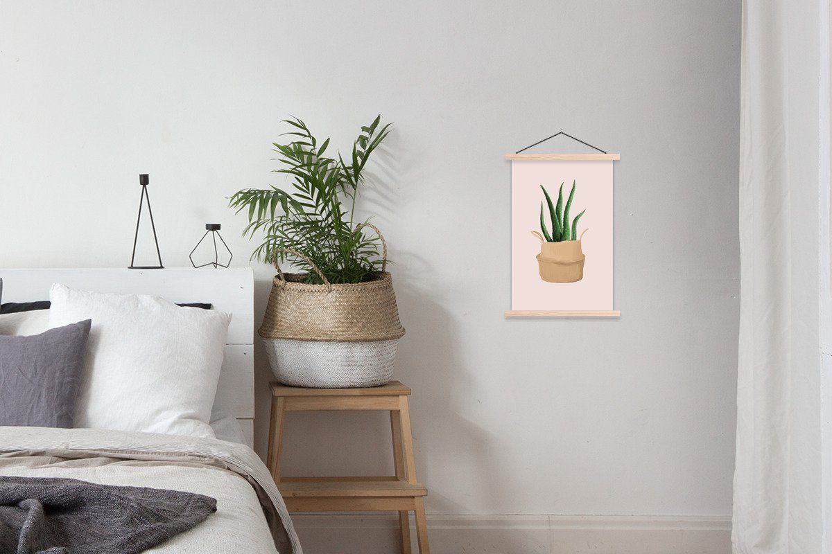 (1 Rosa, Aloe - St), für Bilderleiste, Textilposter Pastell Magnetisch Vera - Poster Wohnzimmer, MuchoWow - Posterleiste, Pflanzen