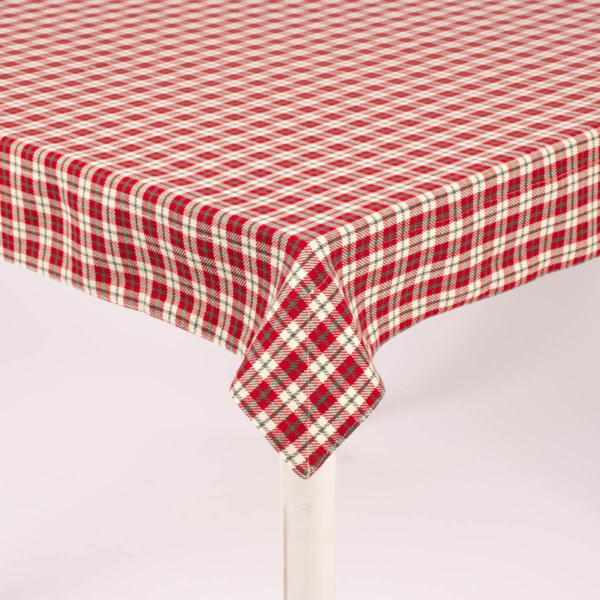 Clayre & Eef Tischdecke Clayre & Eef Wende-Tischdecke Karo Hirsche beige rot grün 130x180cm, Kuvertsaum