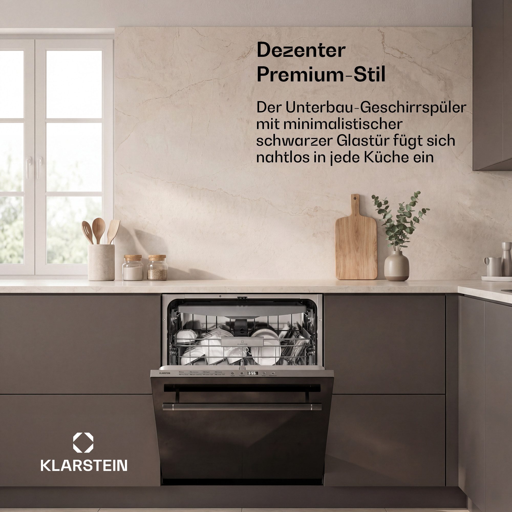 Klarstein Standgeschirrspüler Luxara Einbauspülmaschine 60 cm 14 Gedecke 8 Programme 1900W AquaStop 10048268, Einbau-Spülmaschine Geschirrspüler 60 cm 14 Maßgedecke leise