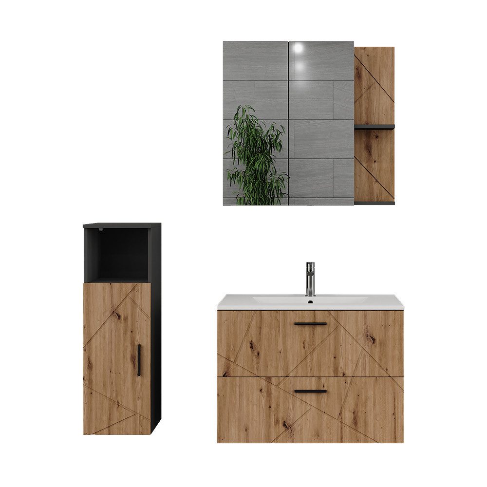 Badmöbel-Set Irma, Anthrazit/Artisan, 4 Teile