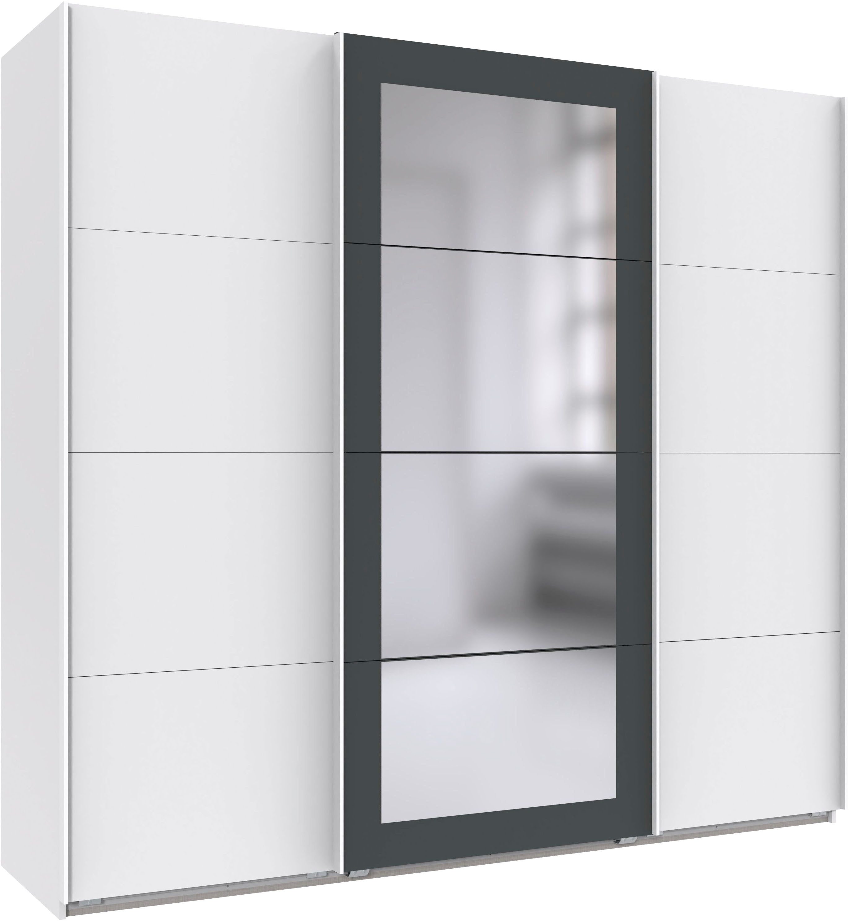 Wimex Schwebetürenschrank RINTELN mit Spiegel, erhältlich in den Breiten: 225cm, 270cm & 313cm (Einlegeböden und Kleiderstangen variabel positionierbar) 3-türiger Schrank in verschiedenen Farben erhältlich