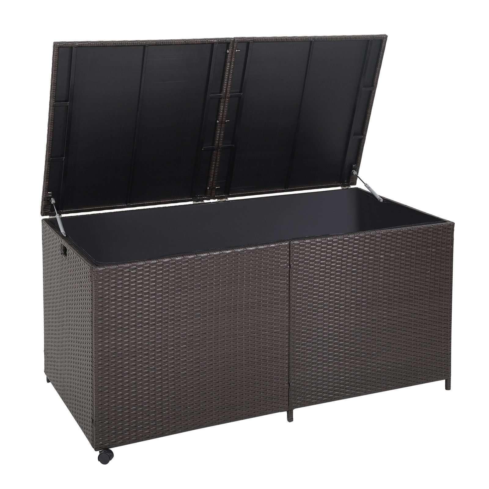KOMFOTTEU Kissenbox Auflagenbox, mit Griffen und Rollen, 150 x 77 x 73 cm