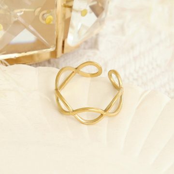 Made by Nami Fingerring Goldener Boho Edelstahl Ring Größenverstellbar & Wasserfest, Schmuck Damen Geschenke für Frauen