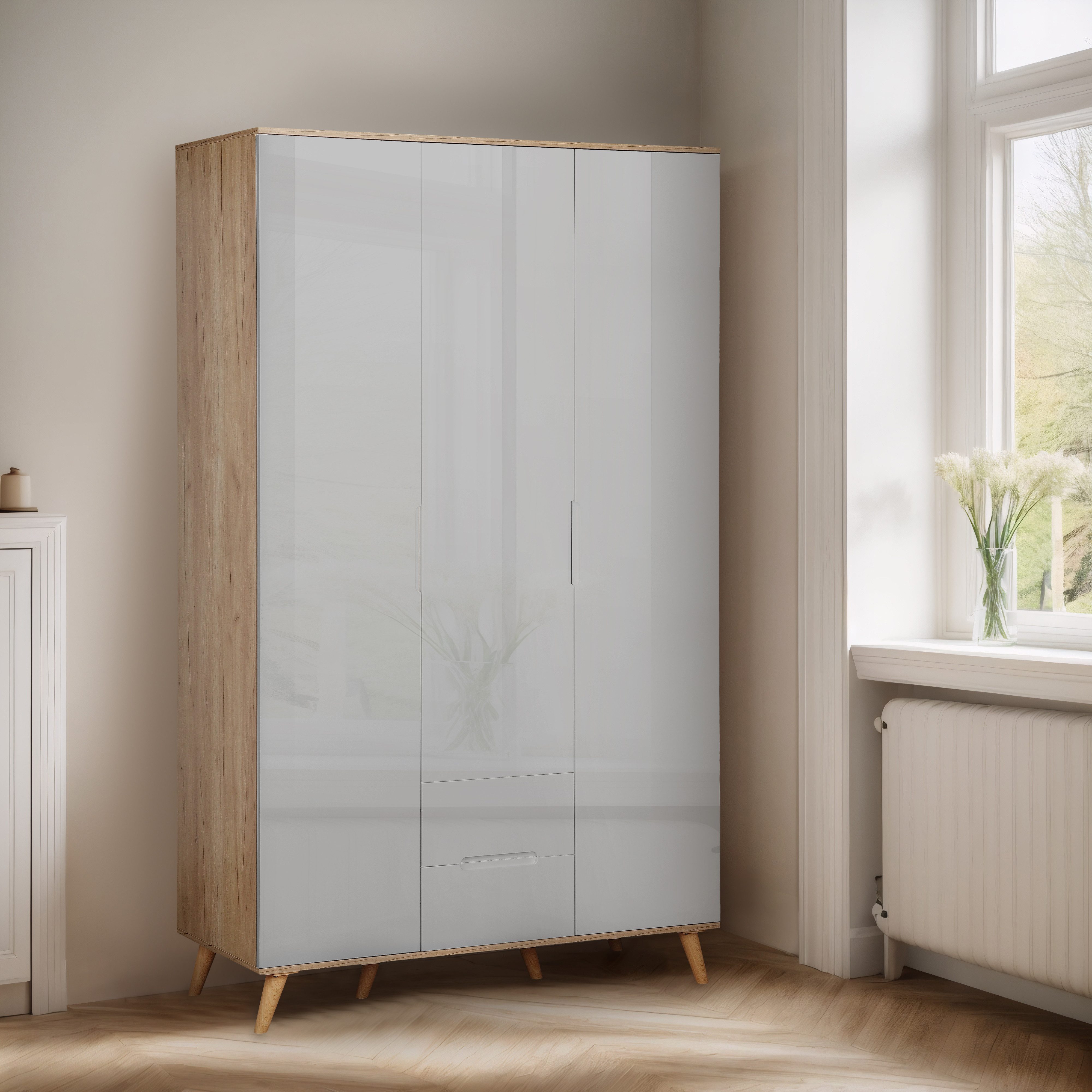 OTTO home Kleiderschrank Lund Schlafzimmerschrankim skandinavischem Design Garderobenschrank mit Premium Innenausstattung, Breite 120cm