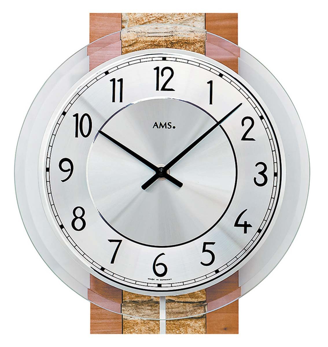 AMS Wanduhr Wanduhr Holzgehäuse Aluminium-Zifferblatt - AMS Modell: 7424