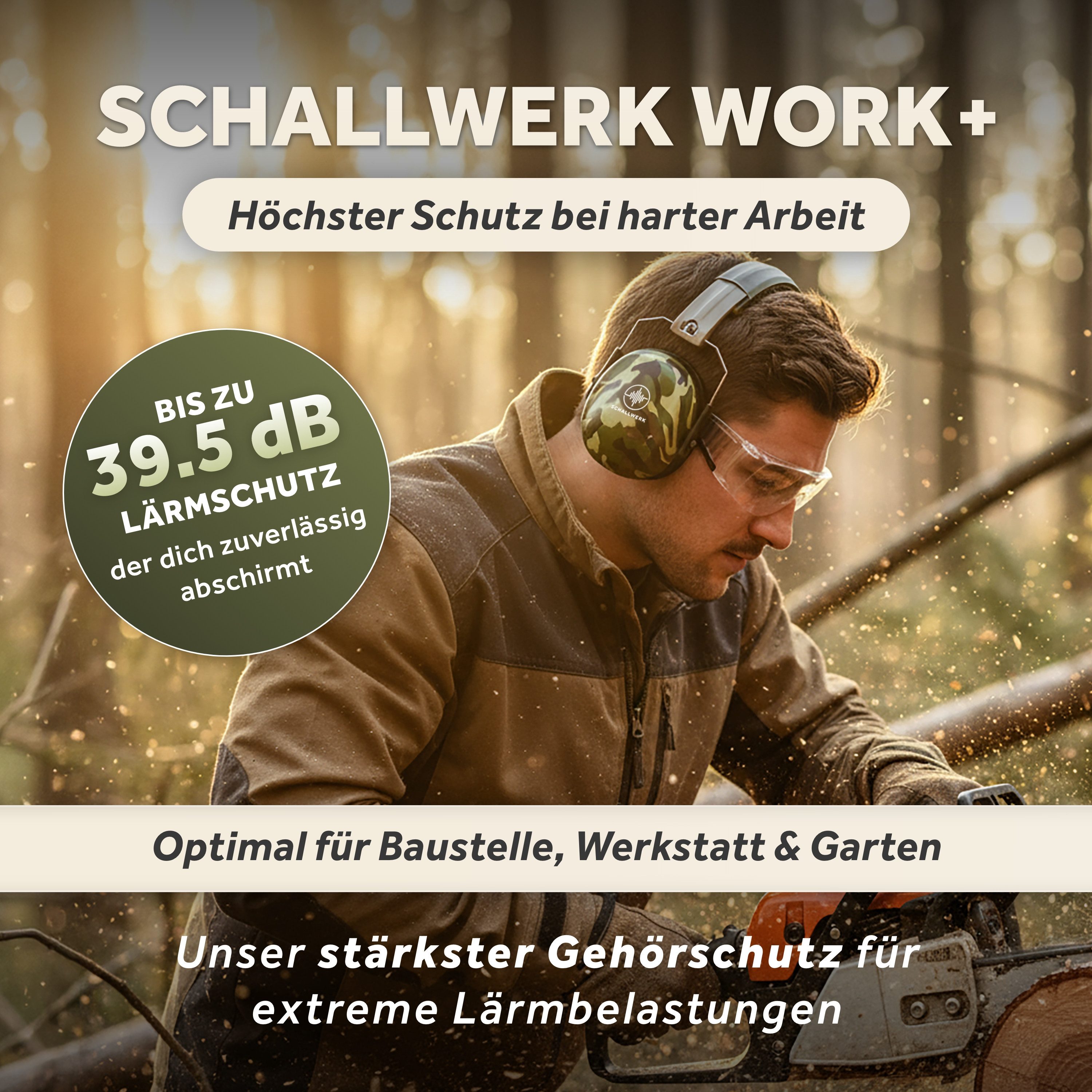 Schallwerk Kapselgehörschutz Arbeitsgehörschutz Work+ größenverstellbar bequemer Sitz, Baustelle, Gartenarbeit, Heimwerken