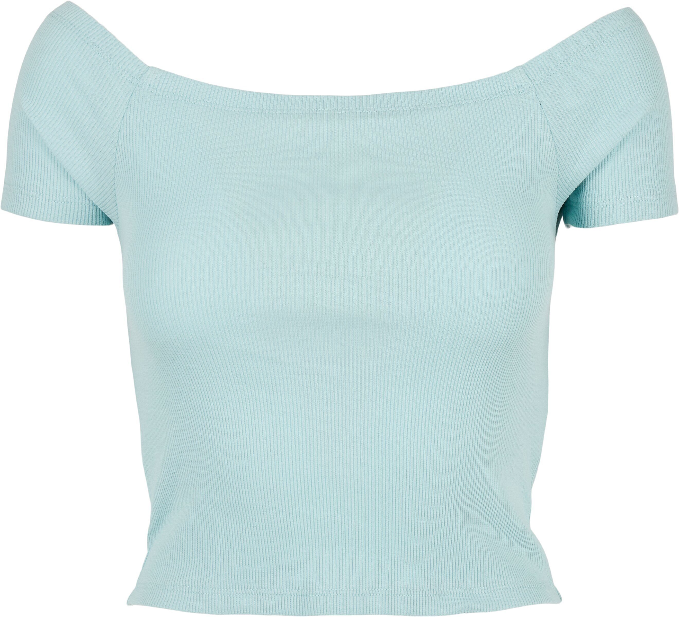 URBAN CLASSICS T-Shirt Damen Ladies Off Shoulder Rib Tee (1-tlg) seablue