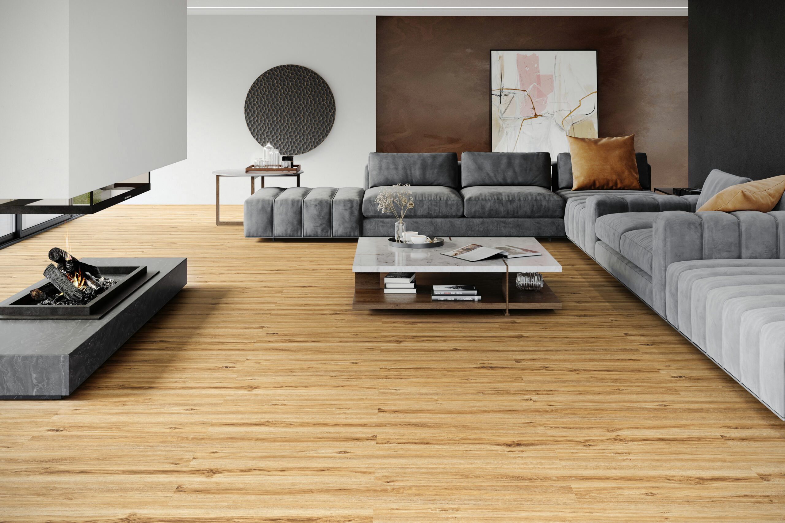 FALQUON GmbH Vinylboden The Floor Wood 15000x200x6mm- Made in Germany - Click-Vinylboden, Landhausdiele, inkl. Trittschalldämmung, Packung, In 1 Packung: 6 Paneele - 1,8m², 1 Packung: 6 Paneele - 1,80 m²