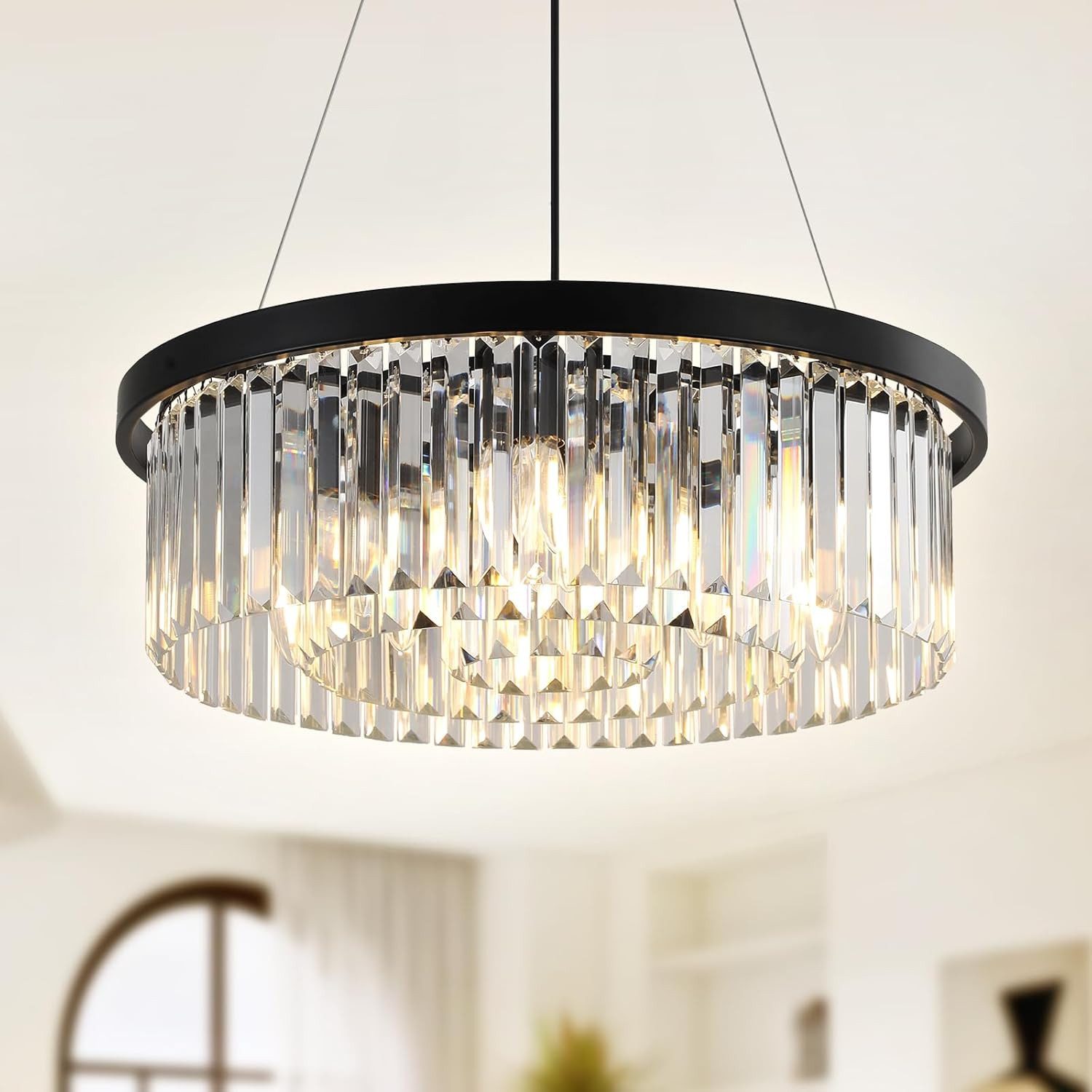 RRBEST Kronleuchter Luxus Kristall Kronleuchter Moderne Pendelleuchter, für Wohnzimmer, Esszimmer,Schlafzimmer, Restaurant, Ø60cm