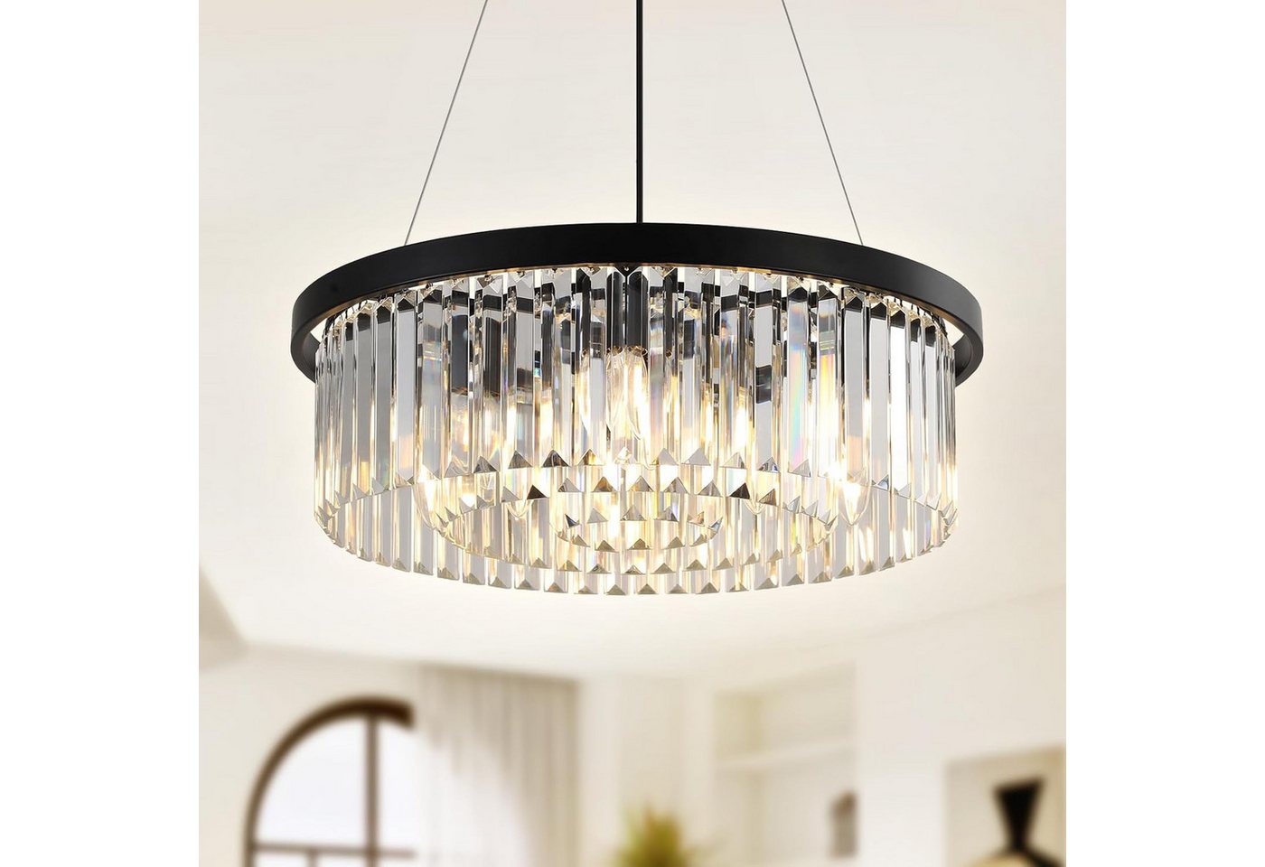 RRBEST Kronleuchter Luxus Kristall Kronleuchter Moderne Pendelleuchter, für Wohnzimmer, Esszimmer,Schlafzimmer, Restaurant, Ø60cm