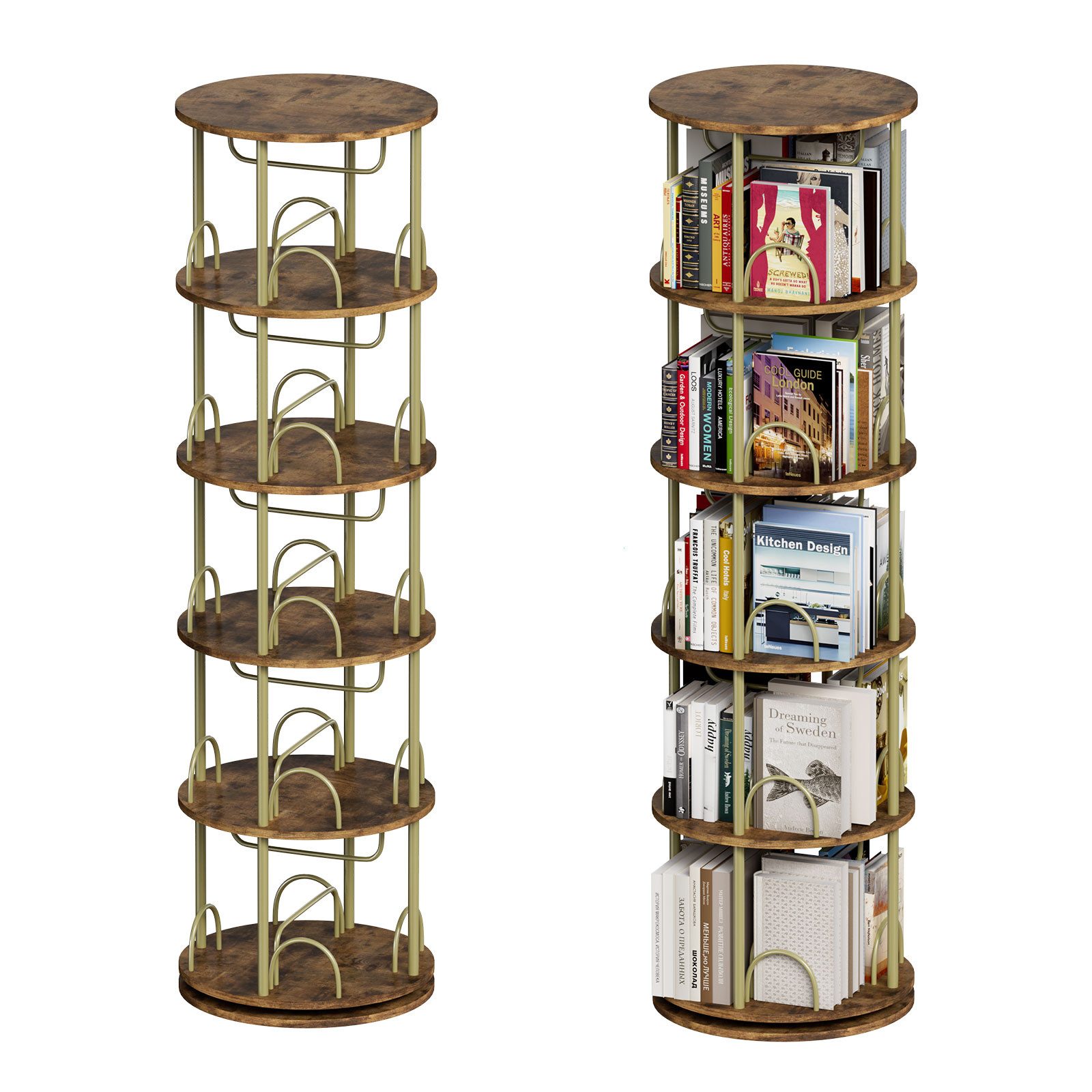 TWSOUL Bücherregal 5 Ebenen 20 Fächer Drehbares Standregal, Dekoregal, 163* günstig online kaufen