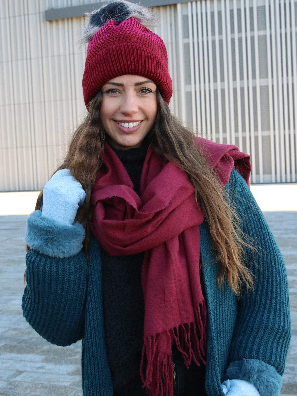 styleBREAKER Modeschal Weicher Schal Uni mit Fransen, (1-St)