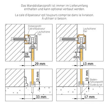 inova wohnen Doppelschiebetür Dekor Schwarz vollflächig satiniert (inkl. Stabgriff und Schienensystem), 180 x 203,5 cm