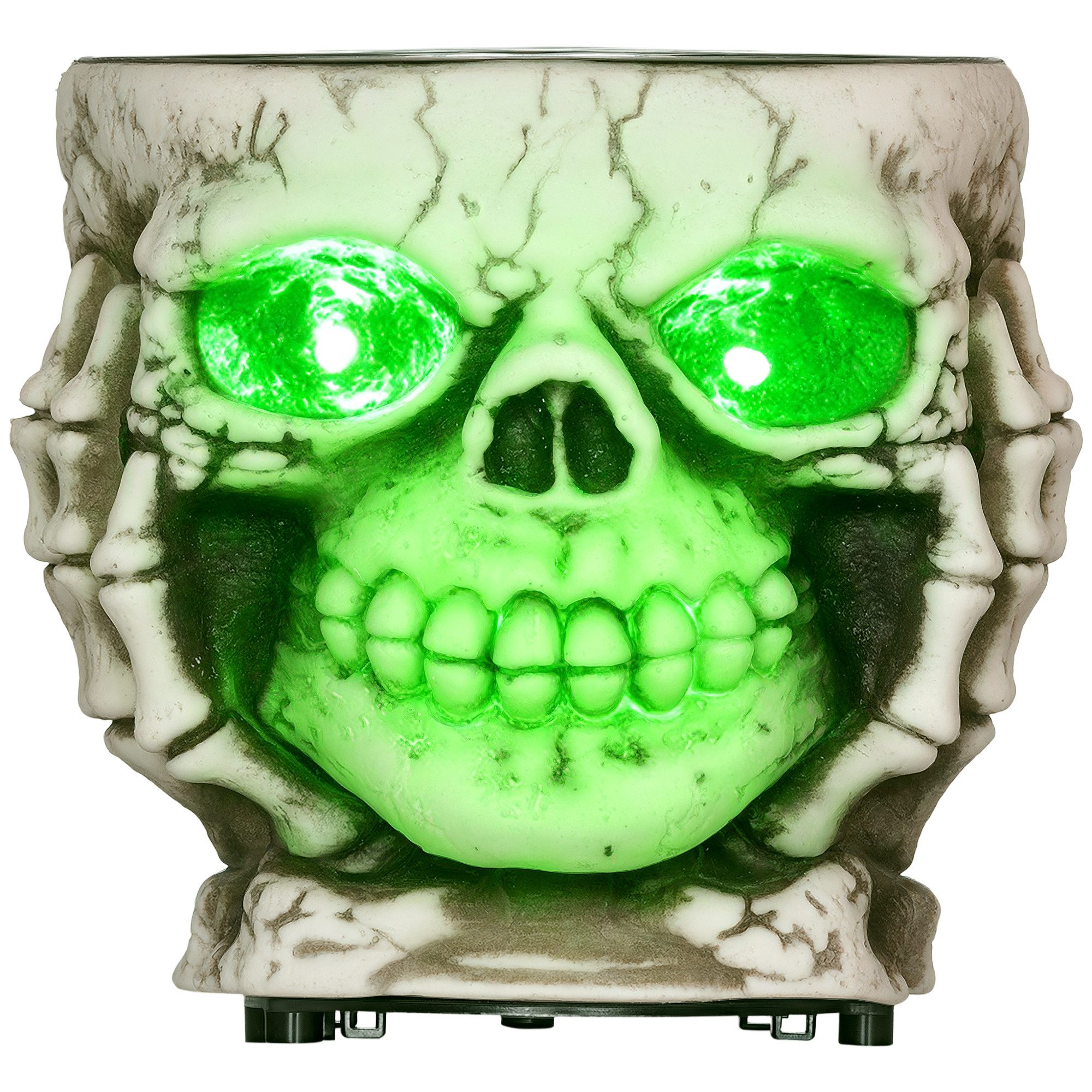 HOMCOM Dekofigur Skelett-Utensilien mit Leuchtenden Augen und Furchteinflößendem Klang (Halloween Deko, 1 St., Skelett Deko), Ø16cm, elektrisch, Edelstahl