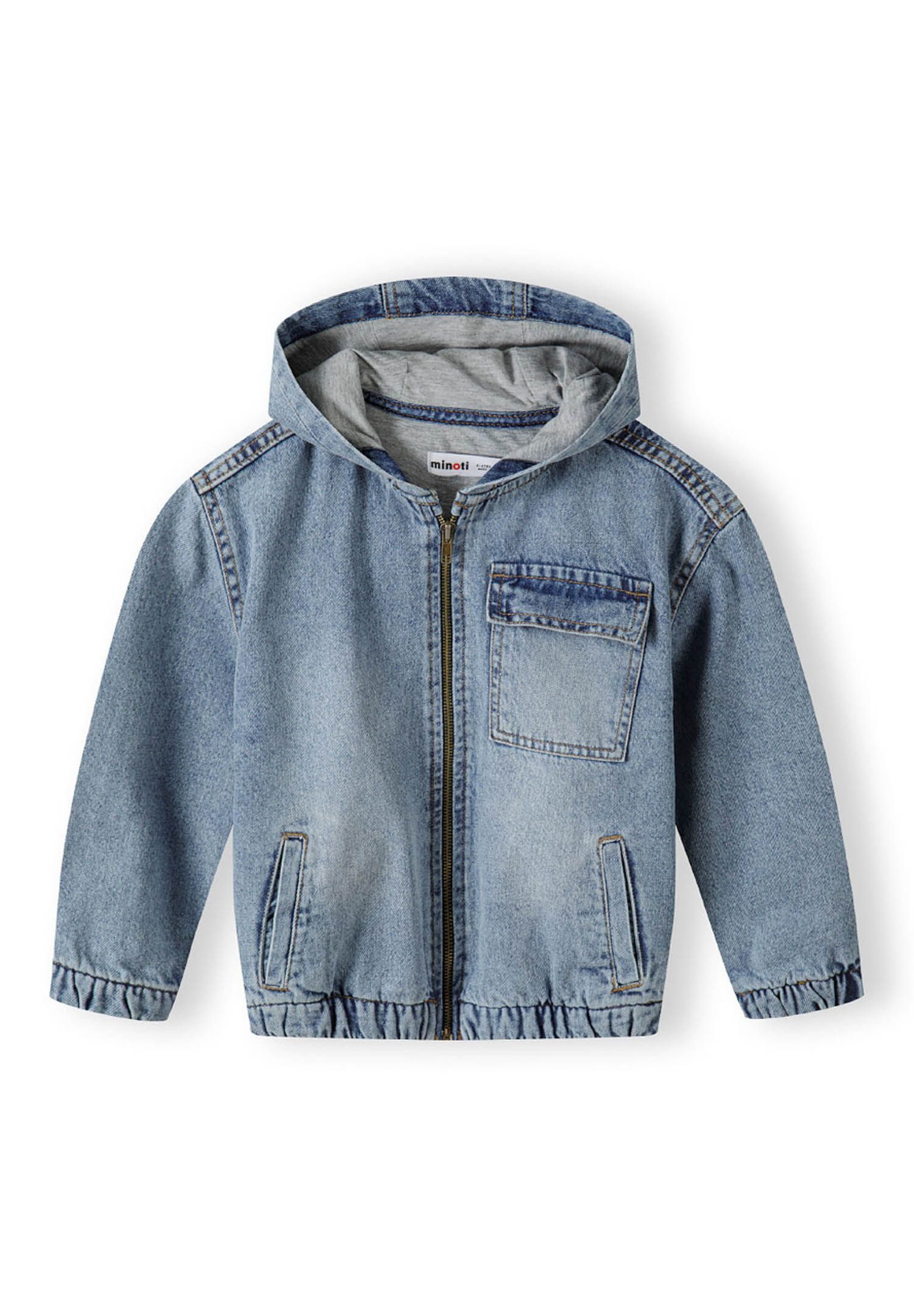 MINOTI Jeansjacke Jeansjacke mit Kapuze und Reißverschluss (9m-8y)