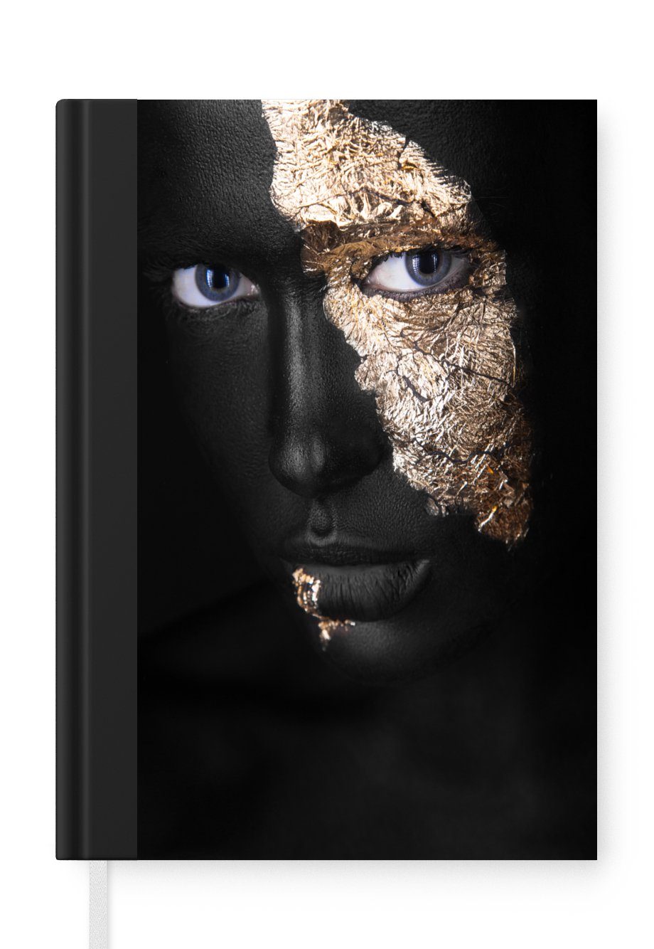 MuchoWow Notizbuch Notizbuch Tagebuch Haushaltsbuch Notebook A5 Frau - Schwarz - Gold -, Notizbuch Tagebuch Hardcover