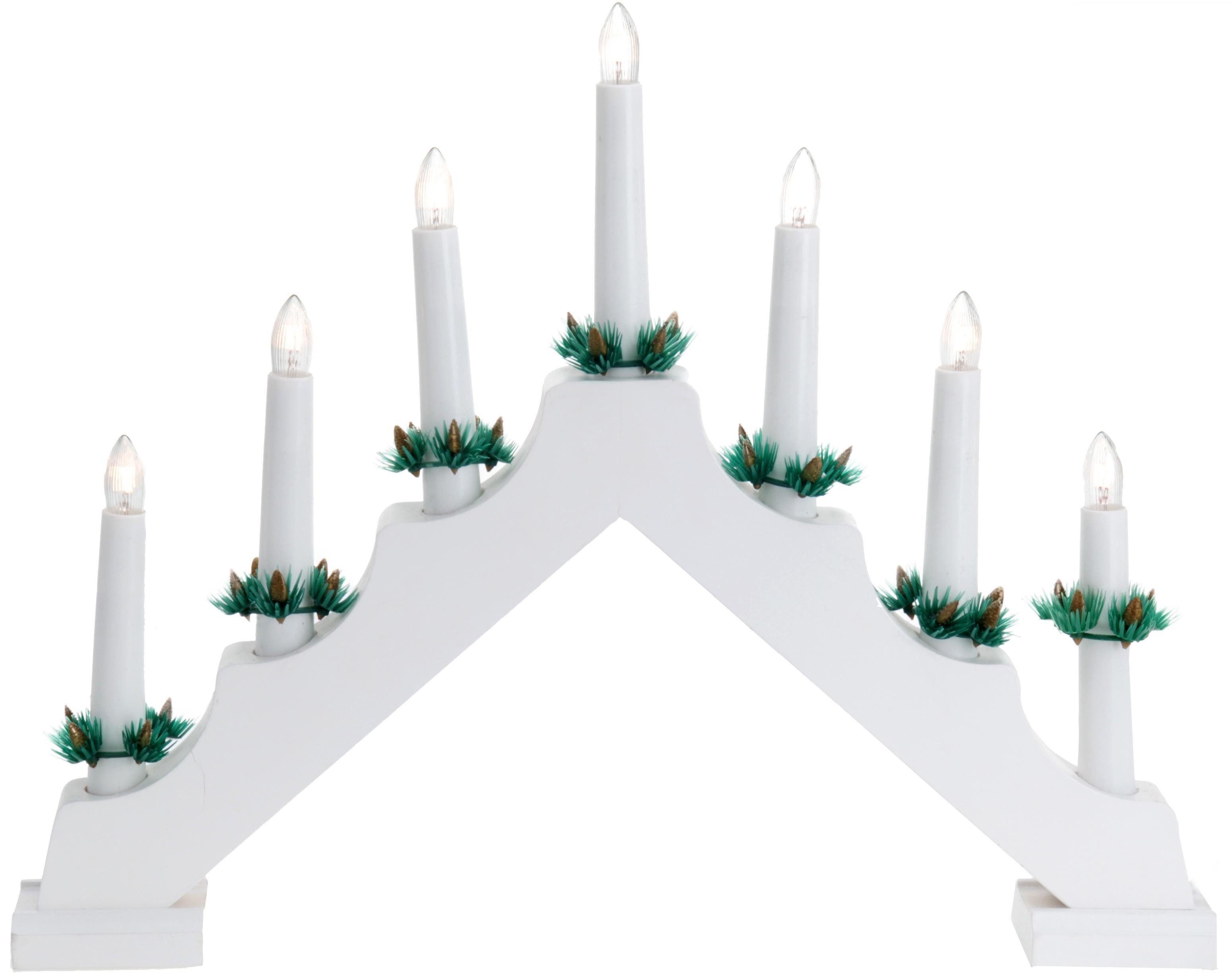 matrasa Schwibbogen Holz Kerzenbrücke Schwibbogen 7 Lampen Kerzen weiß 31 cm mit Stecker (1-tlg)