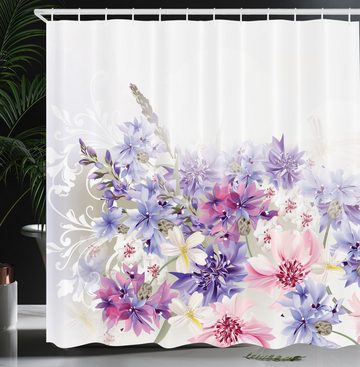 Abakuhaus Duschvorhang Moderner Digitaldruck mit 12 Haken auf Stoff Wasser Resistent Breite 175 cm, Höhe 180 cm, Lavendel Rosa Lila Blumen
