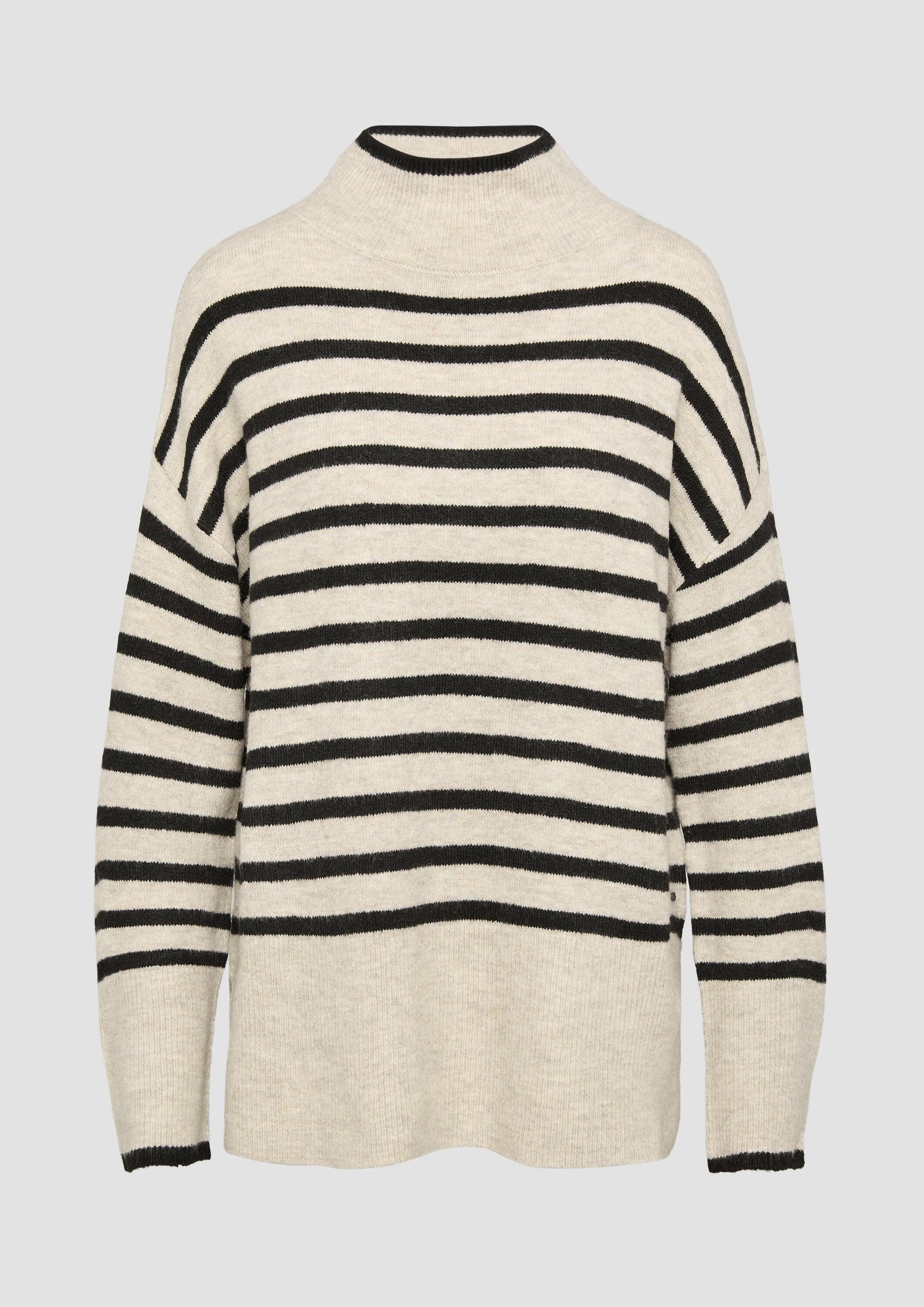 QS Longpullover Strickpullover Weicher Oversized Strickpullover mit Streifen