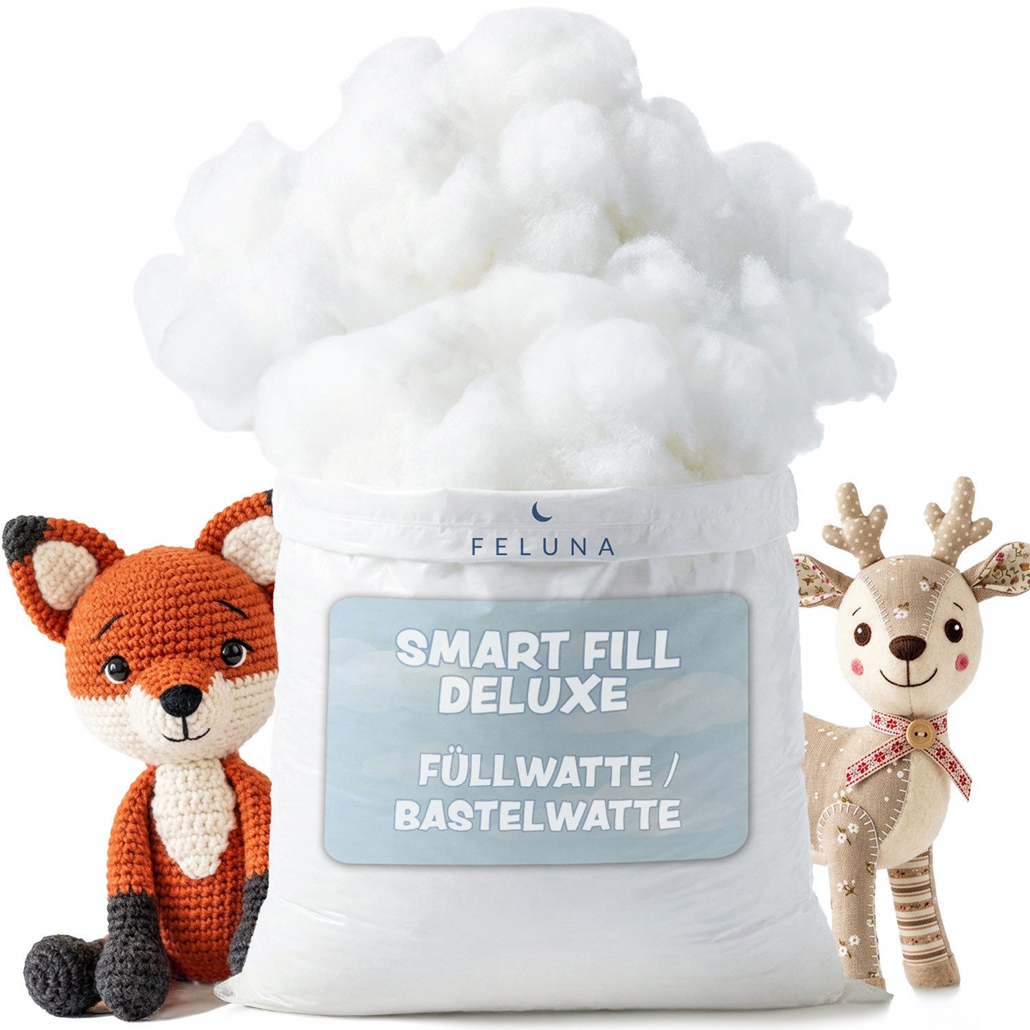 Feluna Kissenfüllung Flauschige Polyesterfüllung–Kissen, Kuscheltiere, Sitzsäcke & Polster, Füllwatte für Kissen, Stofftier- & Bastelwatte