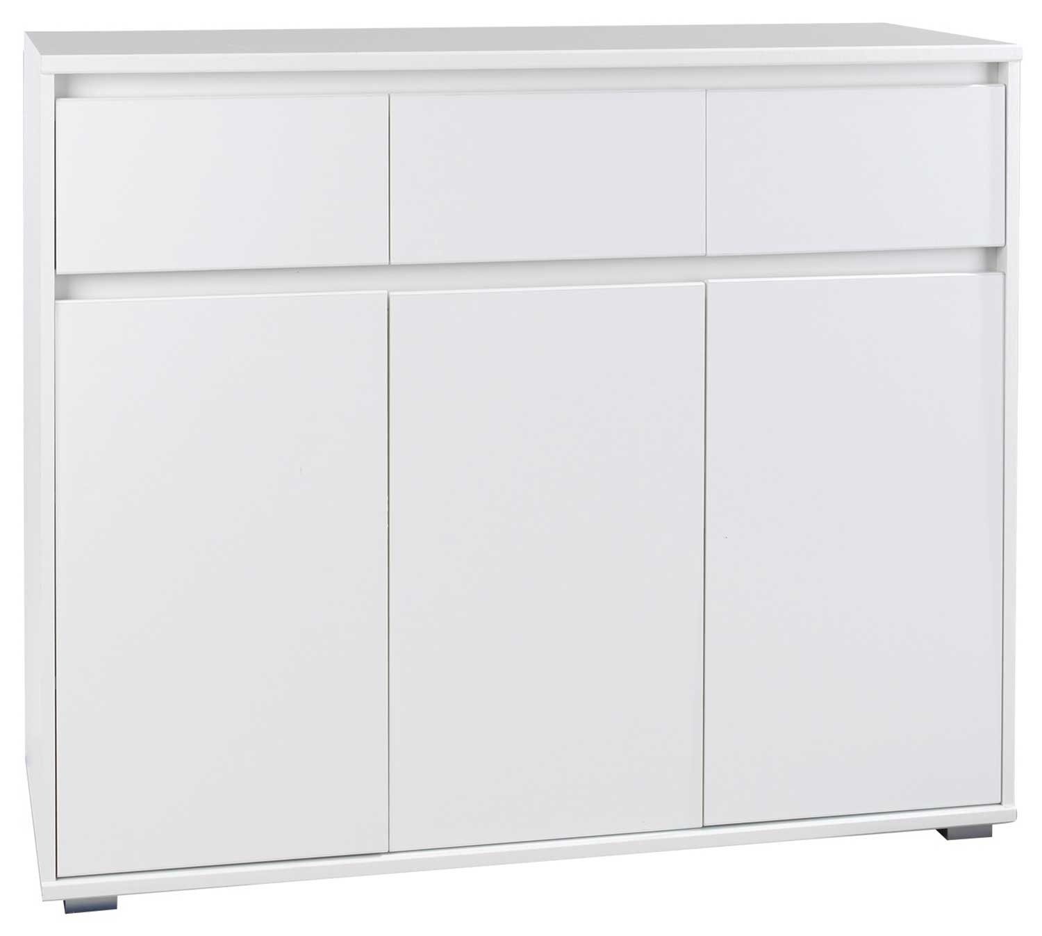 Kommode IKARUS, B 118 x H 103 cm, Weiß matt, 3 Türen, 3 Schubladen