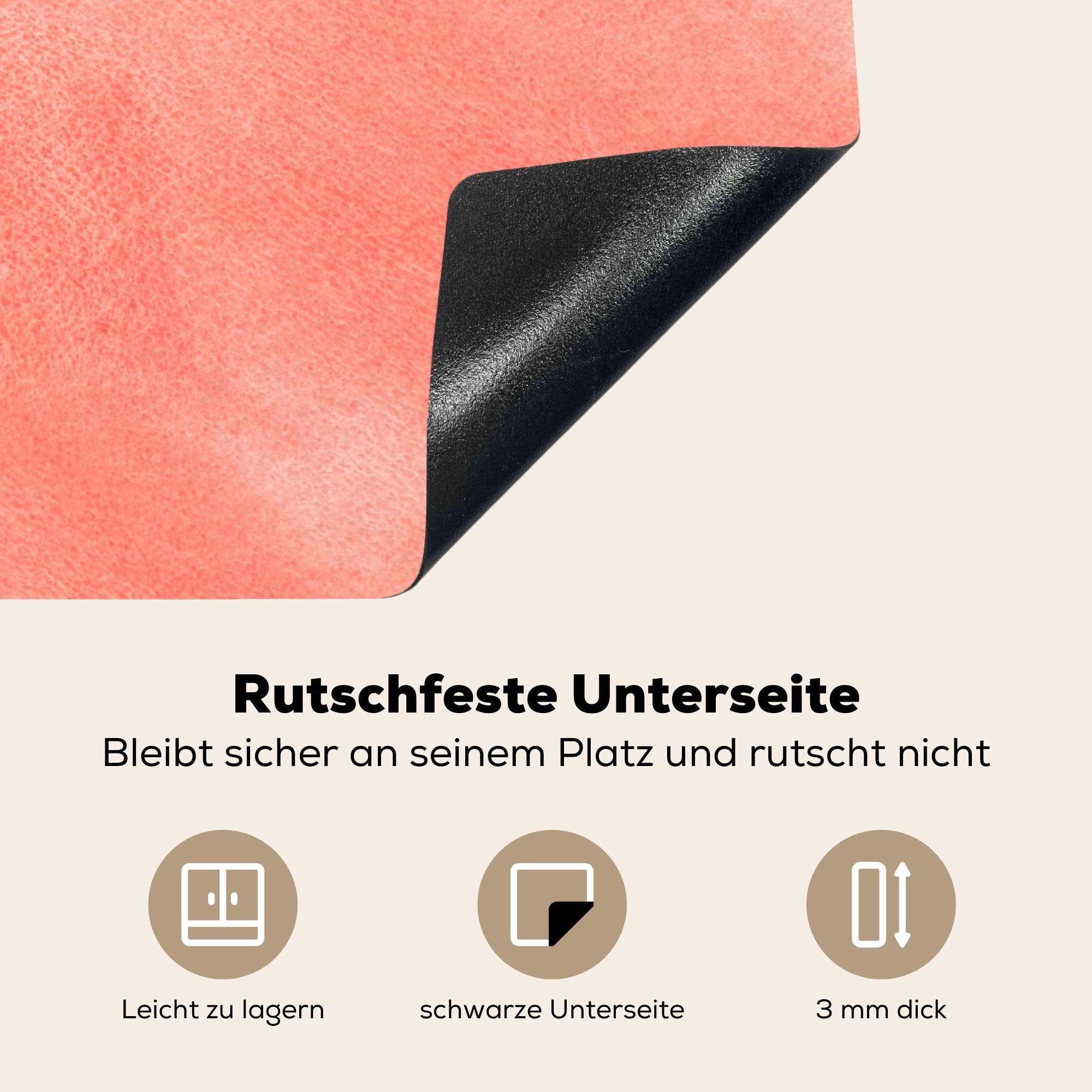 tlg), Ceranfeldabdeckung Farbe - (1 Arbeitsfläche 70x52 Vinyl, Lachs Herdblende-/Abdeckplatte nutzbar, MuchoWow Rosa, Malerei - cm, Mobile -