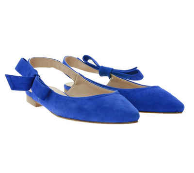 BiancaDi Bianca Di Echtleder-Slipper bequeme Damen Sling-Pumps Made in Italy Absatz-Schuhe Blau Slingpumps