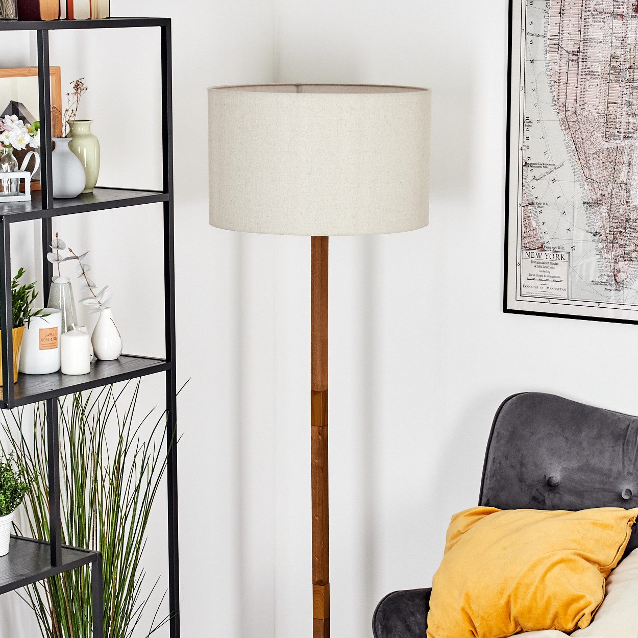 hofstein Stehlampe Stehlampe aus Holz/Metall im modernen Boho-Design, ohne günstig online kaufen