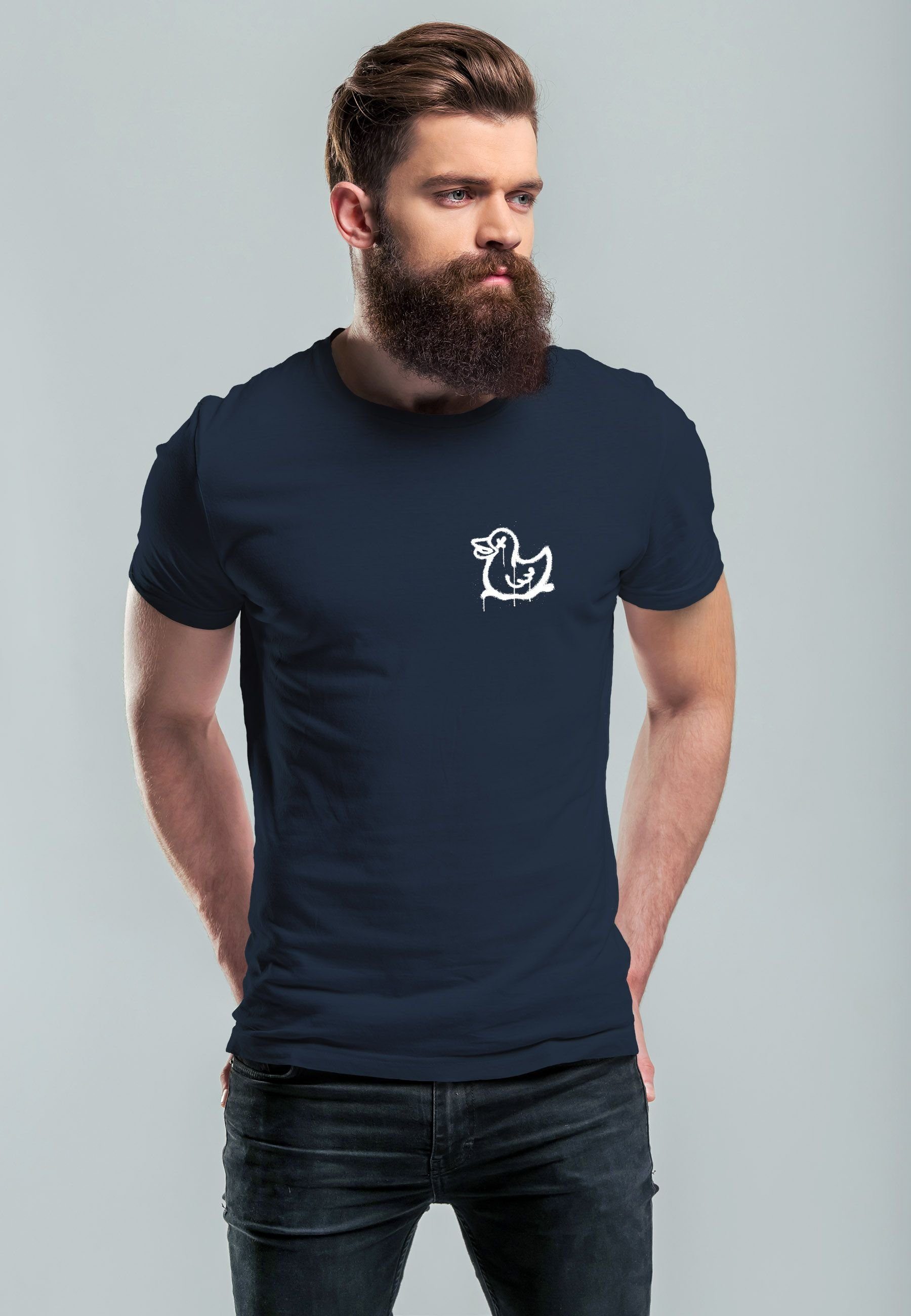 Neverless Print-Shirt Herren T-Shirt Drippy Duck günstig online kaufen