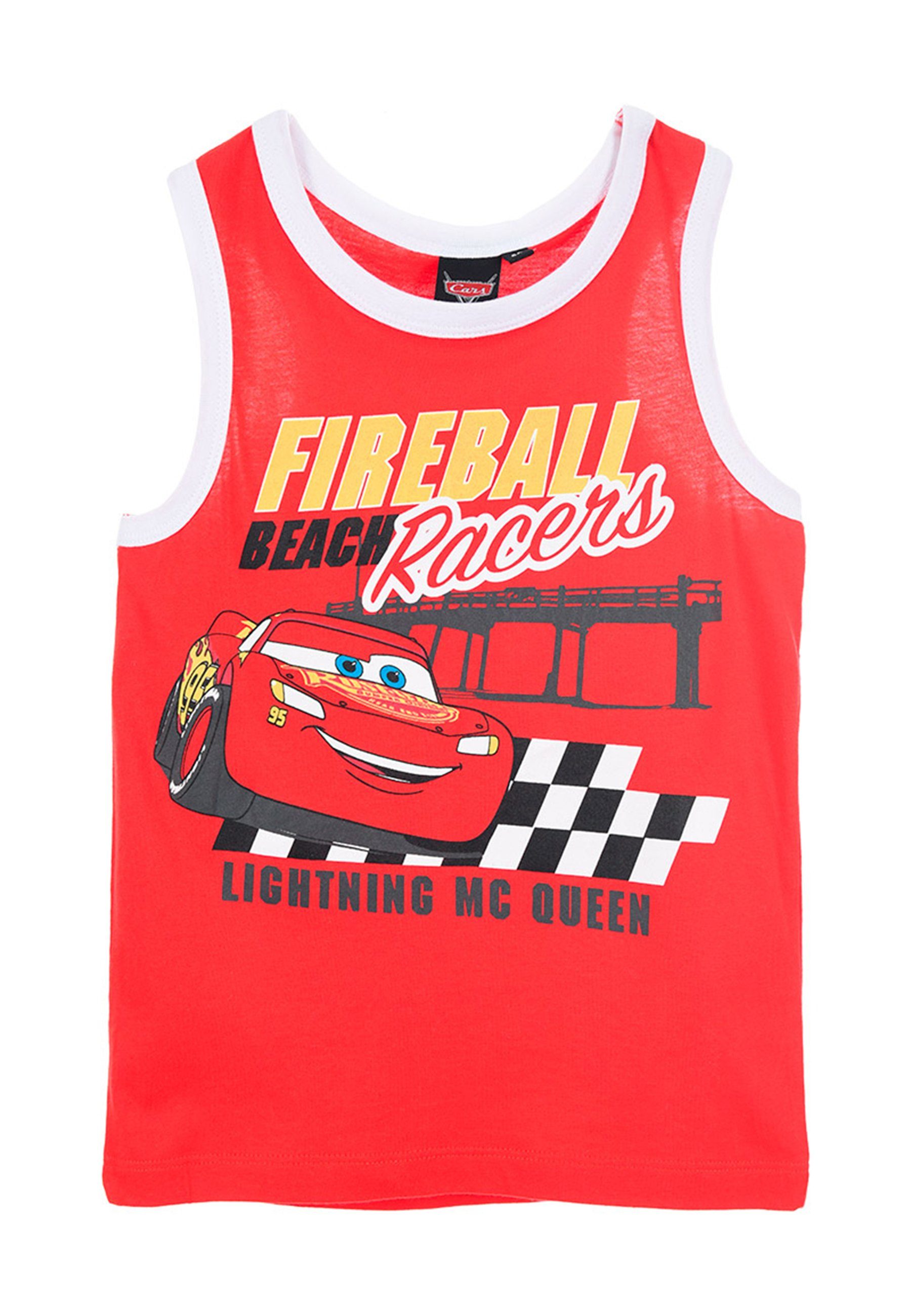 Disney Cars Muskelshirt Sommer-Shirt Tank-Top McQueen Jungen Muskel-Shirt Lightning Rot