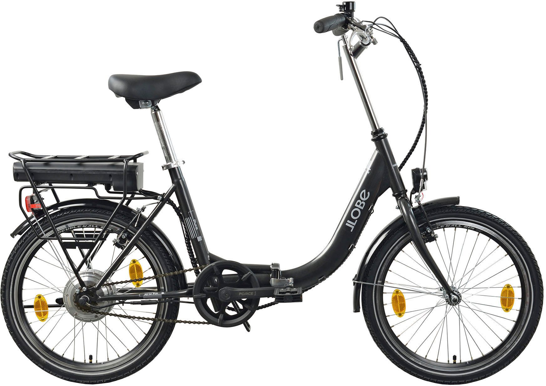 LLobe E-Bike Faltrad Elektro Faltrad 20" Pure anthrazit, ohne Schaltung, Heckmotor, 187,2 Wh