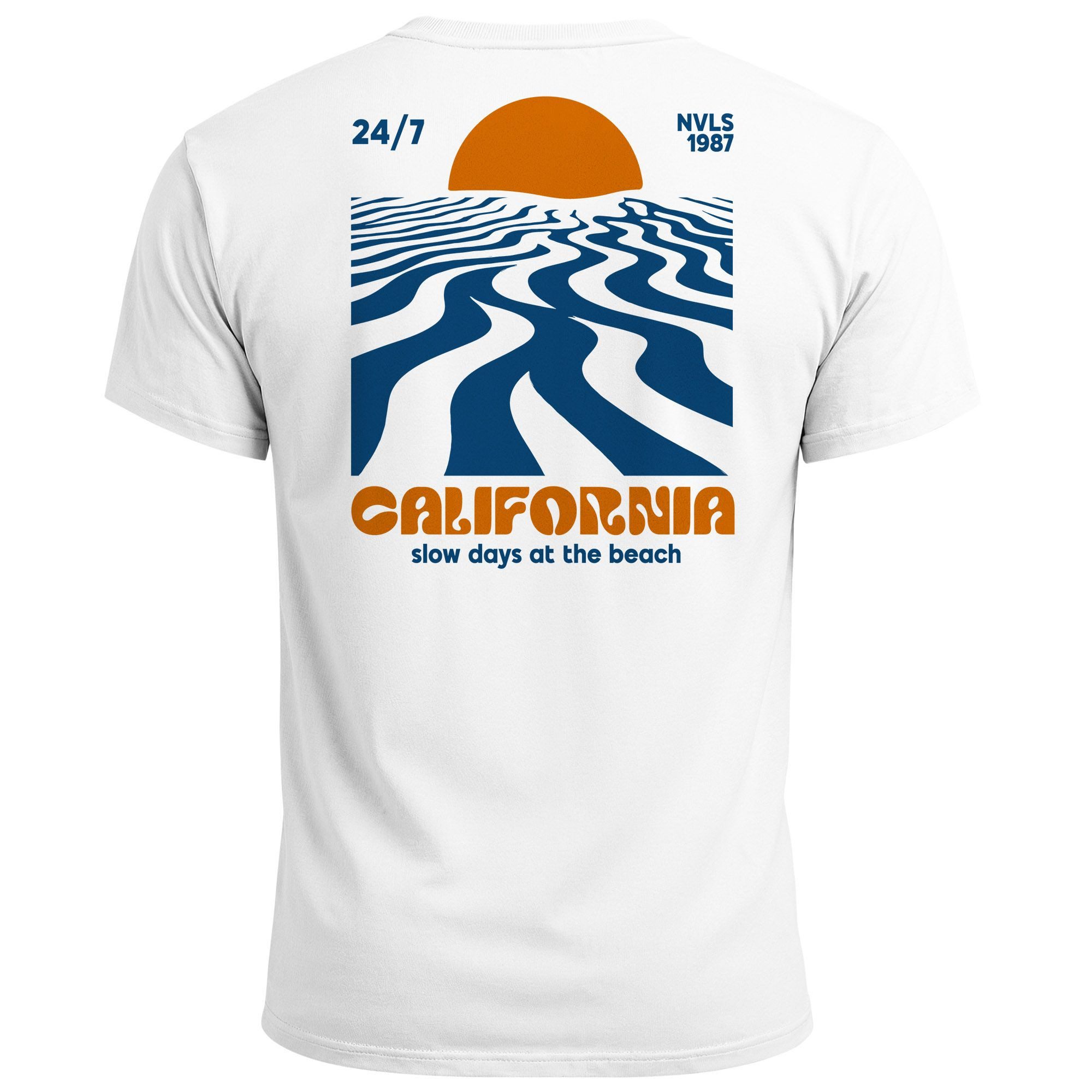 Print-Shirt Backprint TShirt Herren California Beach Retro Sommer Grafikshirt