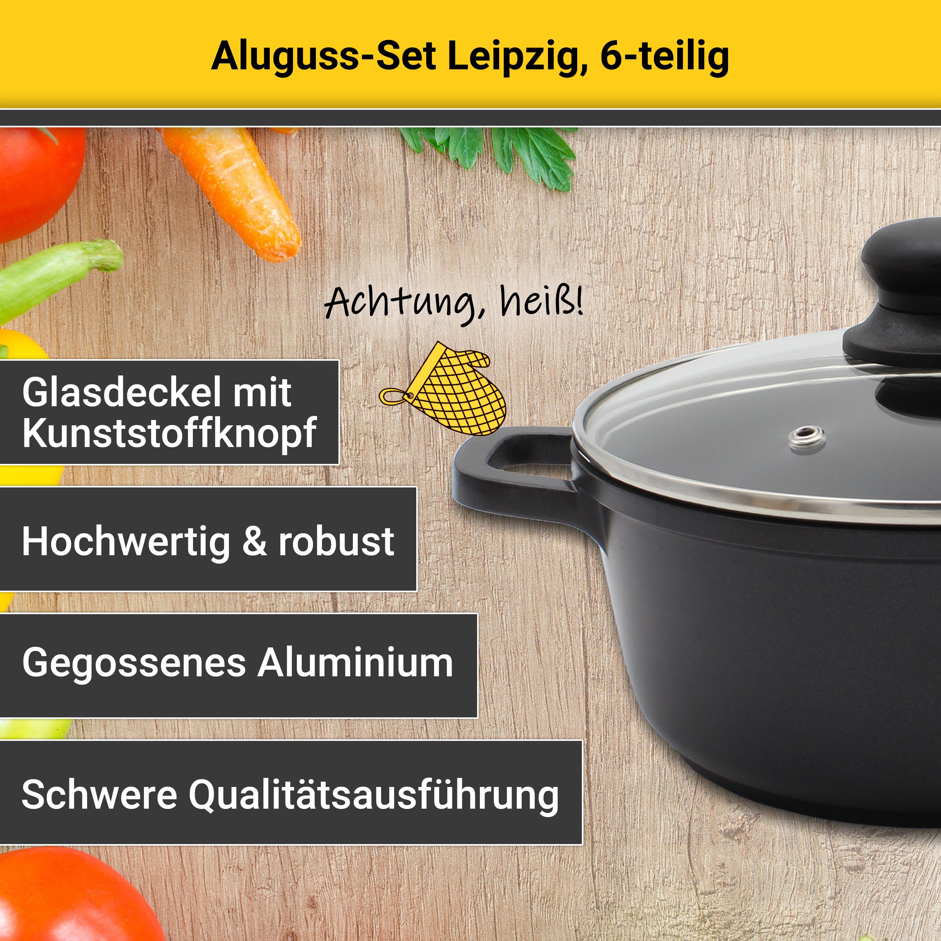 Krüger Topf-Set Leipzig, Aluminiumguss (Set, 8-tlg), hochwertige Antihaftversielgelung