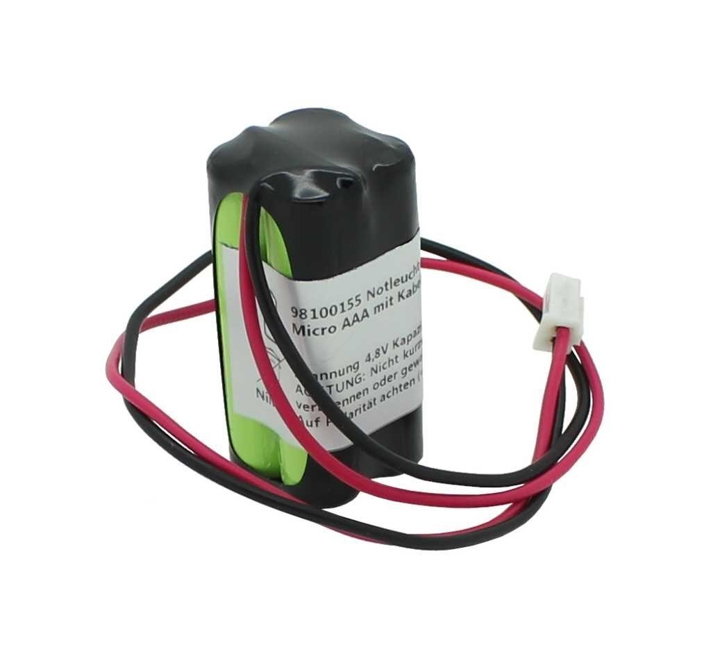 AccuCell Notleuchtenakku NiMH 4,8V 600mAh F2x2 Micro AAA mit Kabel und Stecker Akku 600 mAh (4,8 V)