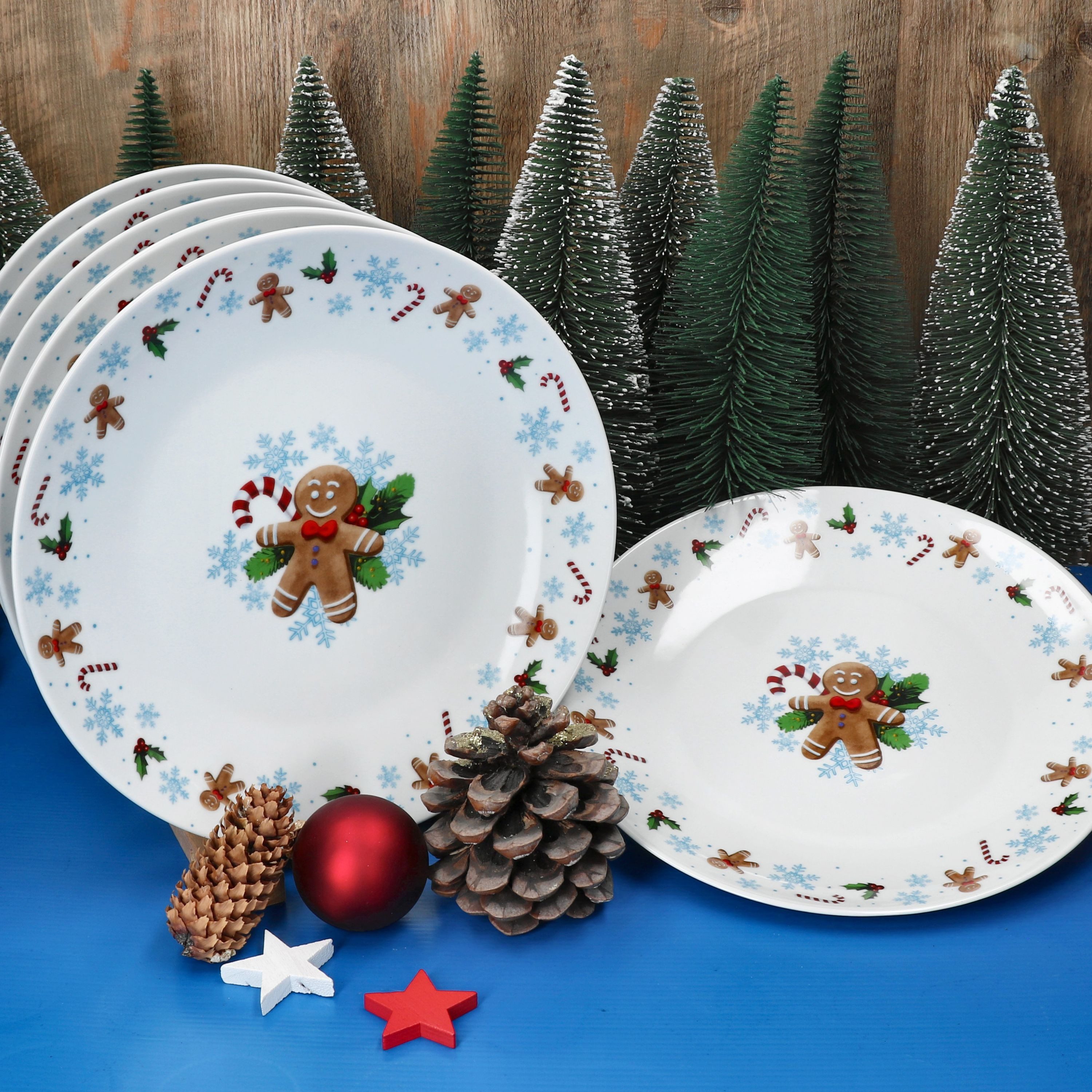 MamboCat Speiseteller 6x Candyman Speiseteller Porzellan 6 Personen Essteller Weihnachten, Weihnachtsgeschirr, Winter, Weihnachtsset, Geschirr, Advent