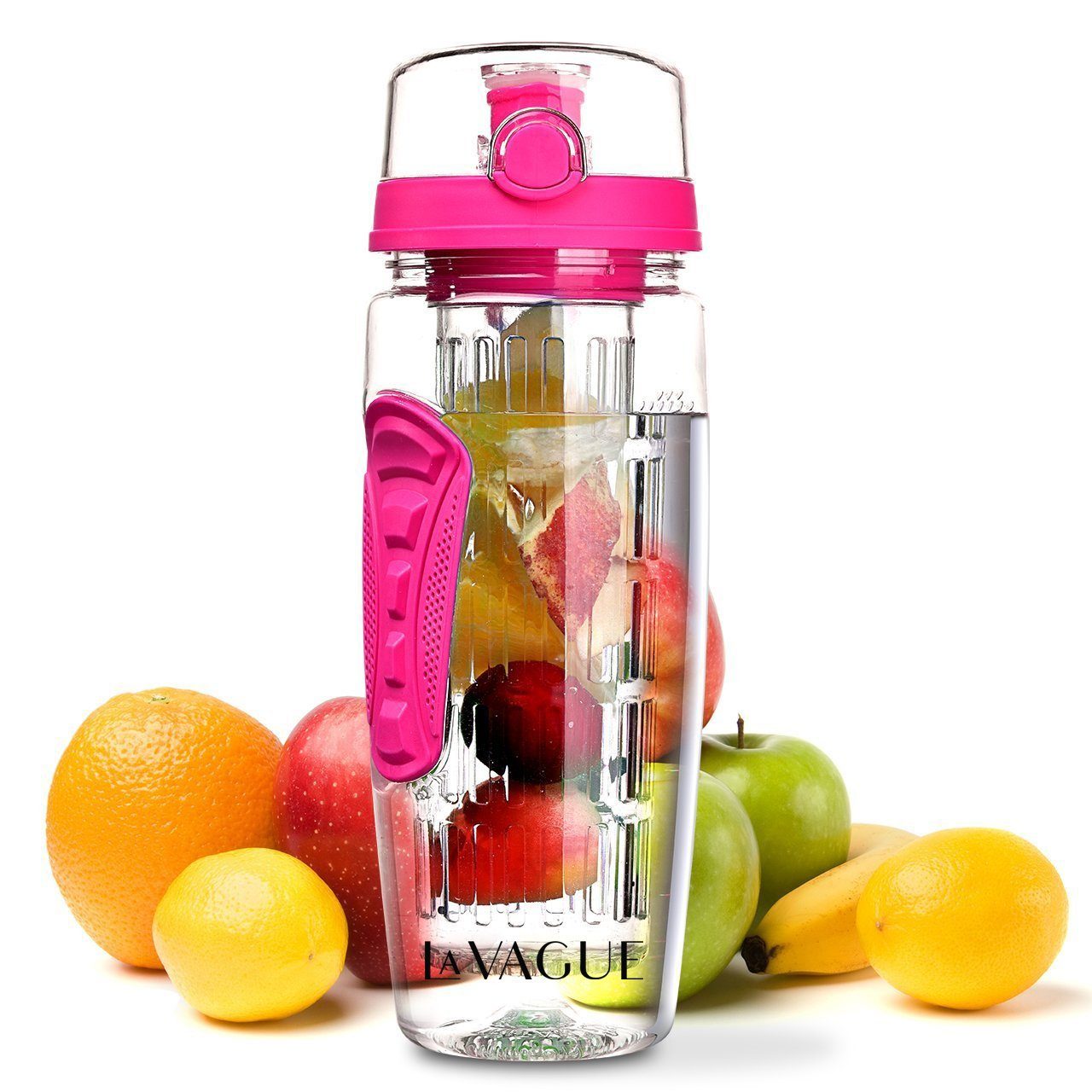 Früchtesieb trinkflasche Trinkflasche Getränke aromatisierte Trinkflasche VITALITY LA mit mit pink perfekt VAGUE einsatz, für