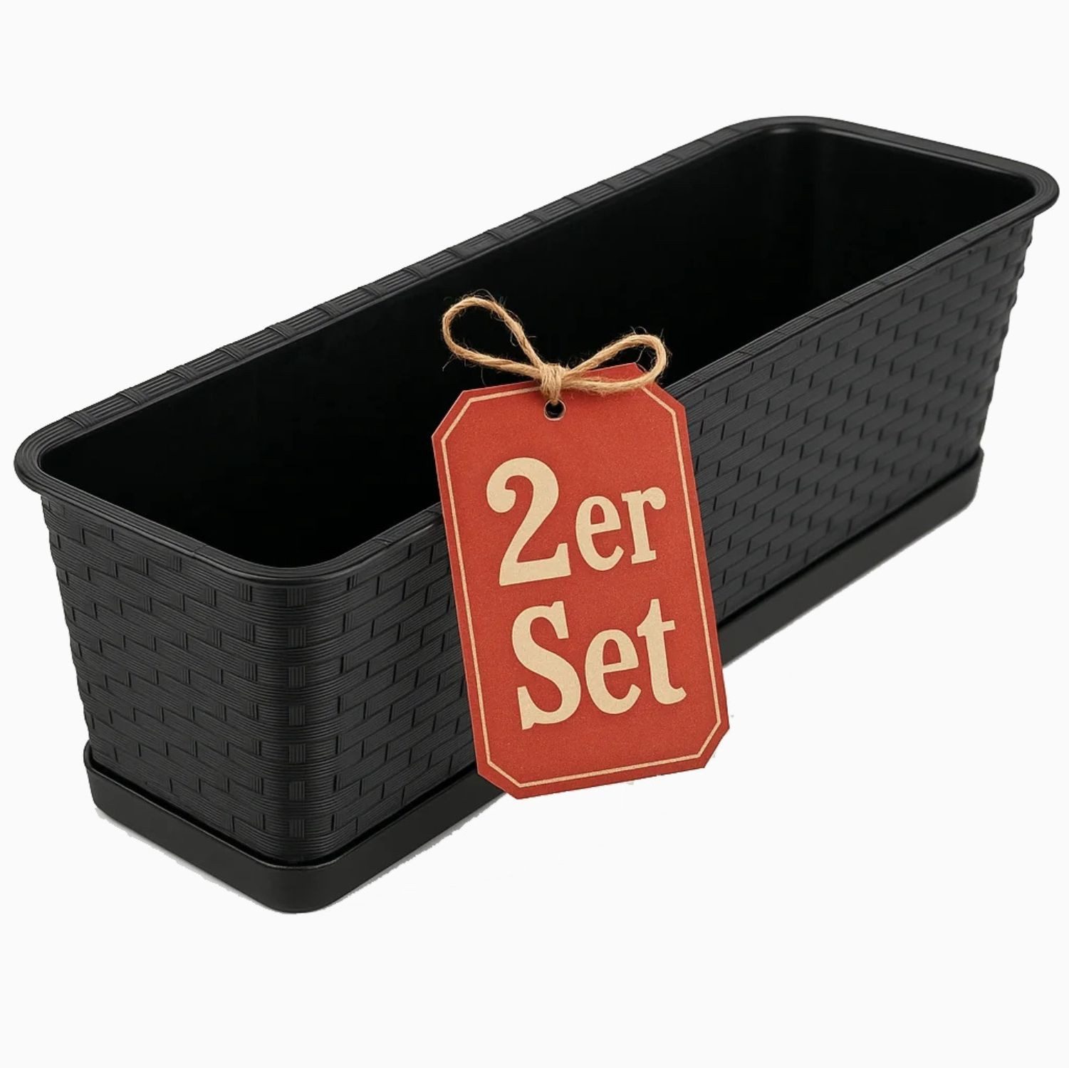 BigDean Blumenkasten mit abnehmbarem Untersetzer Anthrazit 80 cm lang - Balkonkasten (Set, 2 St., Blumenkasten + Untersetzer), Erhöte Ablauflöcher, Stilvoll, Wetterfest, Moderne Optik