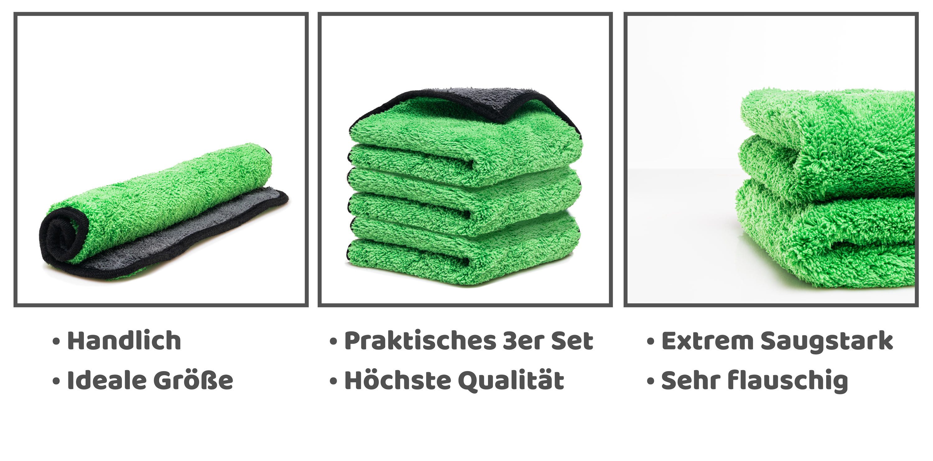 Kemes Mikrofasertücher 800 GSM extrem saugstarke Mikrofasertuch (3PCS) Mikrofasertuch (80% Polyester 20% Polyamid, 30x30 cm, Packung, 3-tlg., 3 x Mikrofasertuch – Bild 2 von 5