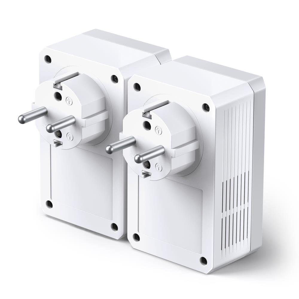 tp-link TL-PA4010PKIT AV600 Powerline Starter Kit Netzwerk-Adapter, 600 Mbit/s, 300 Meter Reichweite, integrierte Steckdose, weiß