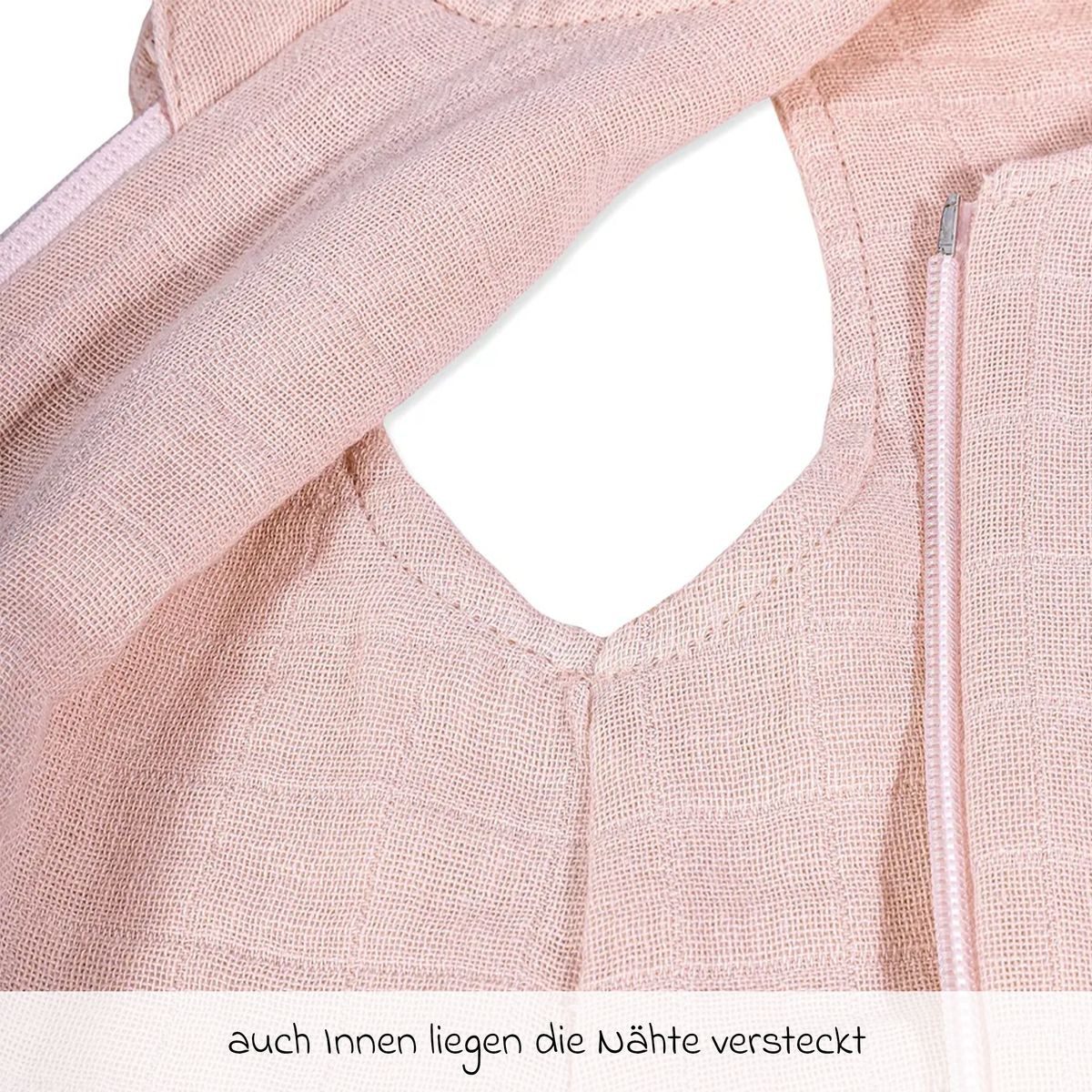 Makian Kinderschlafsack Puder - Gr. 100 cm, Leichter Baby Schlafsack ohne Ärmel für Sommer & Frühling - Baumwolle