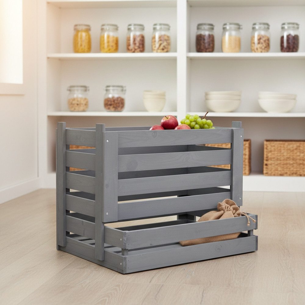 Melko Holzkiste Obstkiste Kartoffelkiste Vorratskiste Obst Aufbewahrungskiste (großzügiges Fassungsvermögen, Kein Kondenswasser, kein Hitzestau – ideal für frische Vorratshaltung), Multifunktionale Nutzung