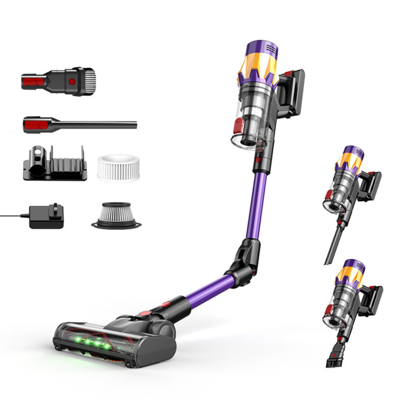 Tekoo Akku-Hand-und Stielstaubsauger 550W 35kPa, knickbar, LED-Display & Brushless Motor, für Tierhaare, 550 W, beutellos, 550W Brushless Motor, 35 kPa Saugkraft, 1,2 l Staubbehälter