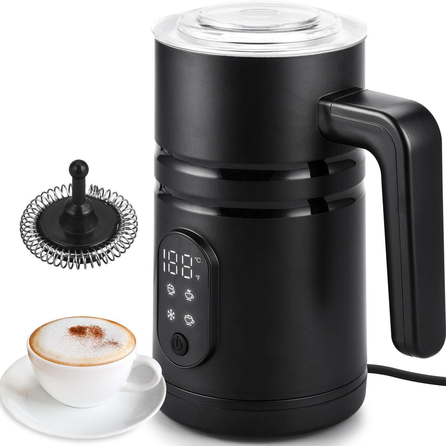 CkeyiN Milchaufschäumer Elektrischer 4 in 1 Automatischer Milchschäumer 350ml Milchschäumer, 400 W, für Heißer Kalter Milchschaum Heiße Schokolade Latte Cappuccino