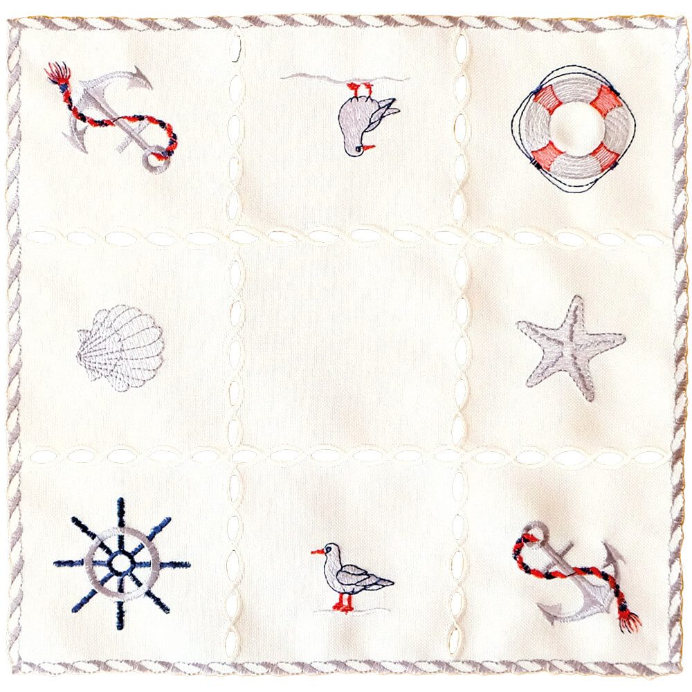 matches21 HOME & HOBBY Tischdecke Tischdeckchen NINA maritime Stickerei & Cutouts Polyester 30 x 30 cm (1-tlg), Pflegeleicht & waschbar bei 30 °C