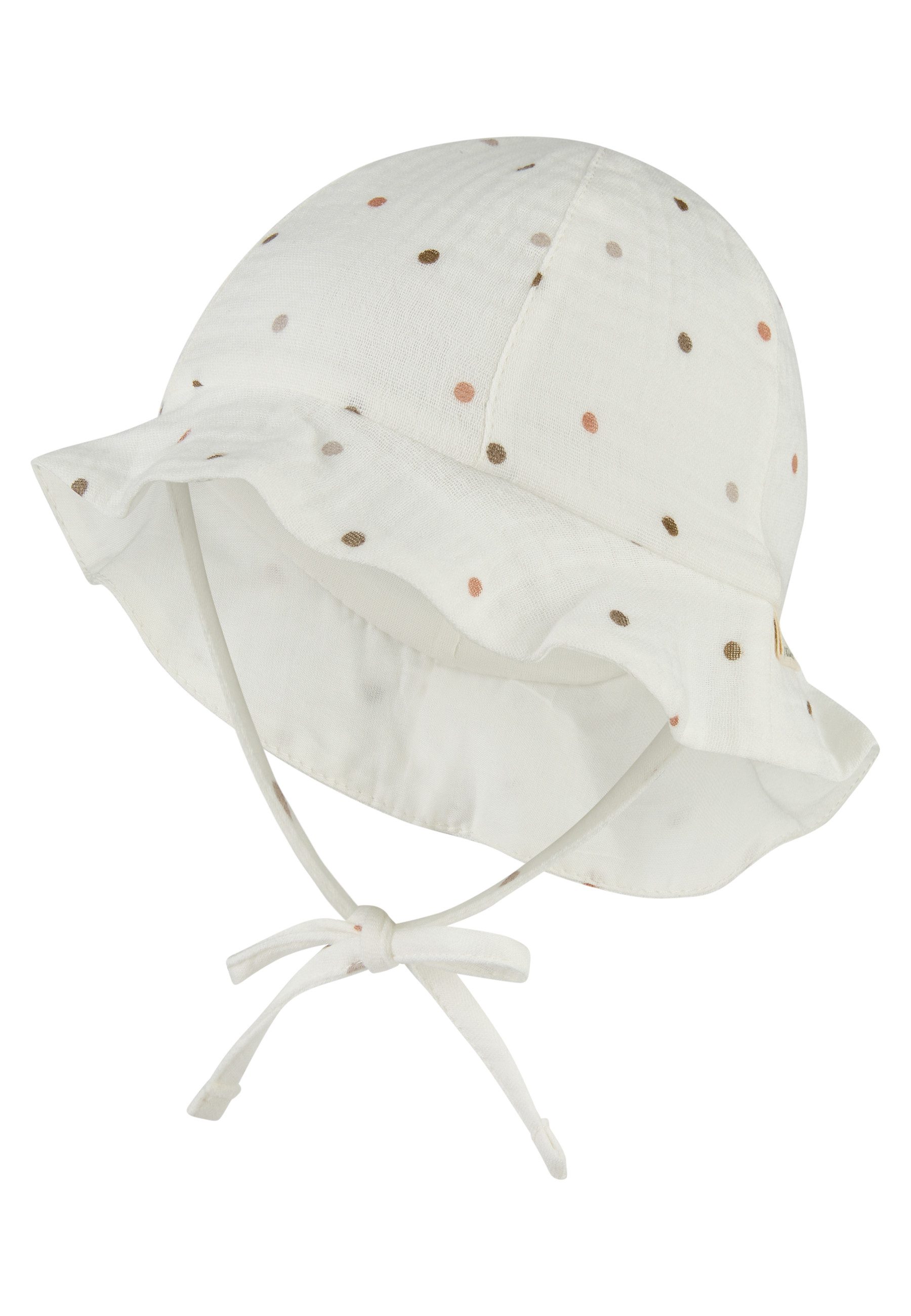 Sterntaler® Sonnenhut Sonnenhut Punkte (1-St) Musselin-Sonnenhut mit Punkten, Gummi, Bindeband und Nackenschutz